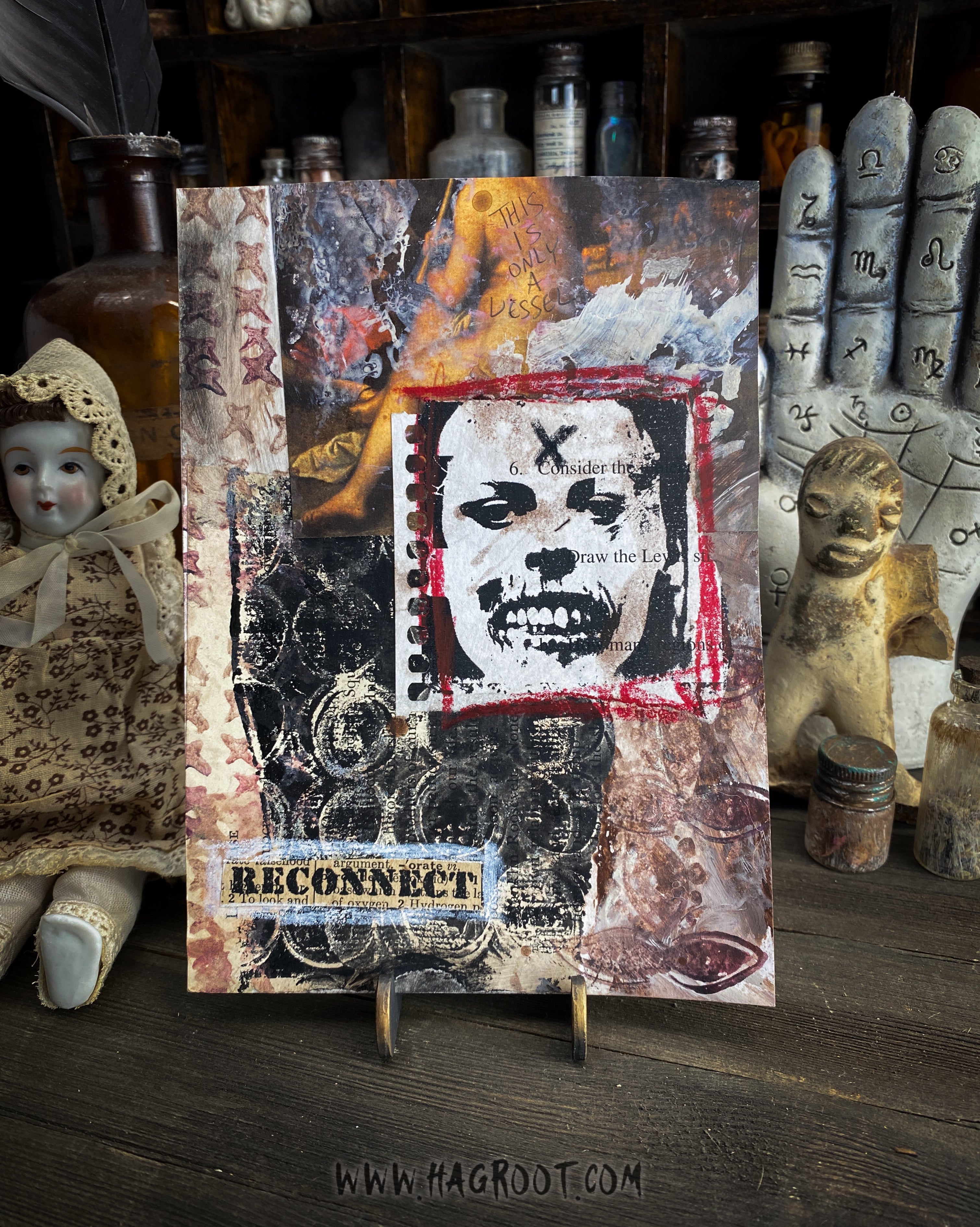 Reconnect - Original Mixed Media Collage - Altar Card