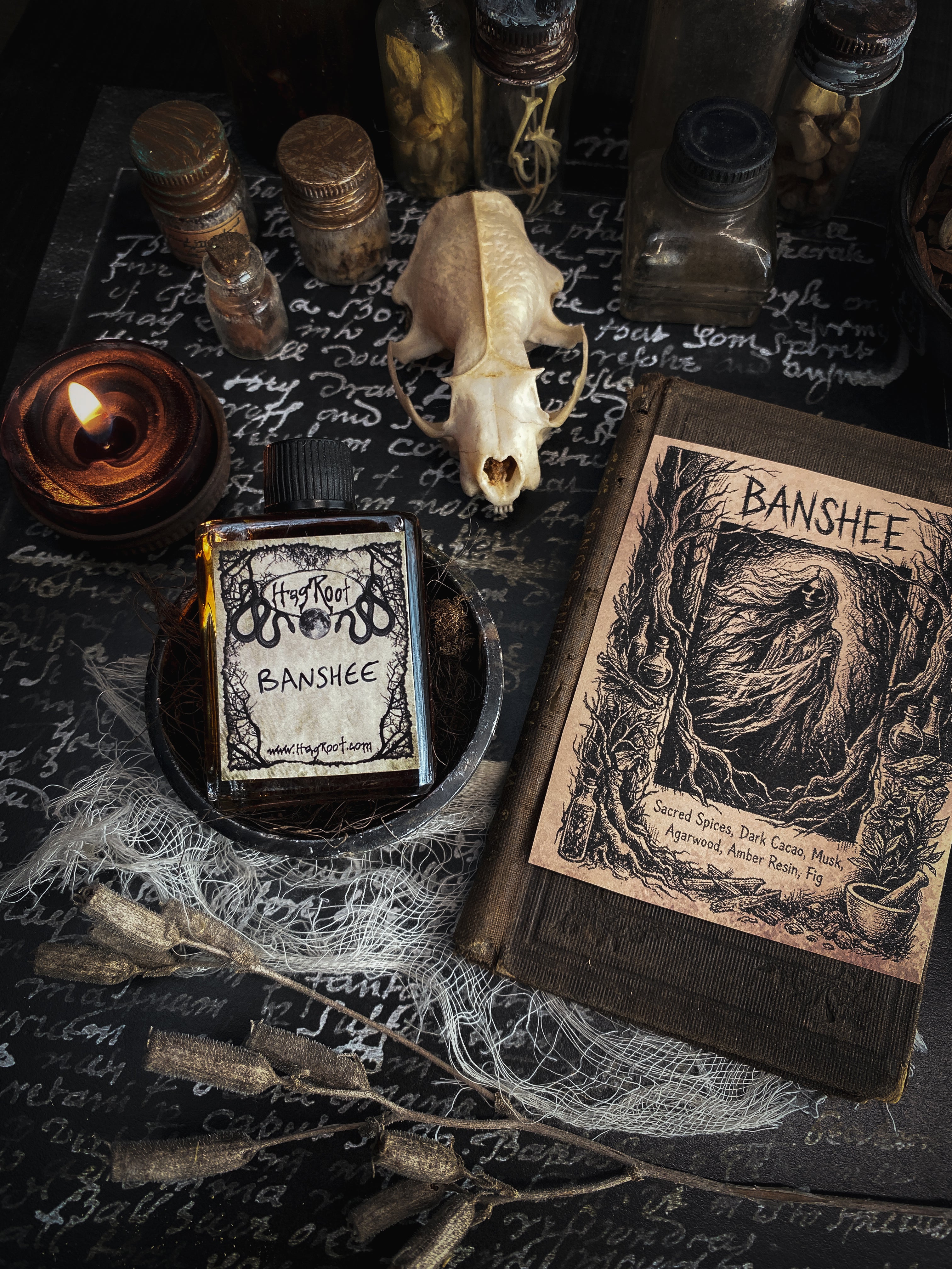 BANSHEE-(Sacred Spices, Dark Cacao, Musk, Agarwood, Amber Resin, Fig)-Perfume, Cologne, Anointing, Ritual Oil