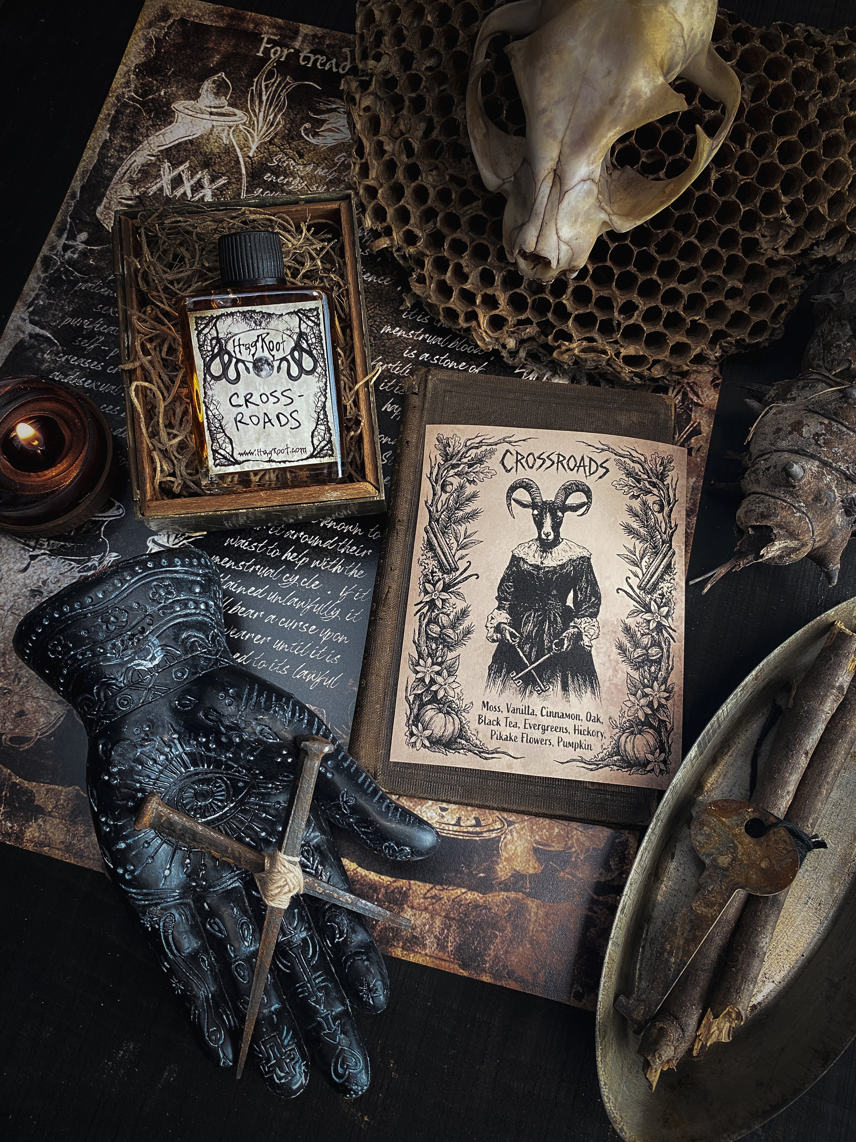 CROSSROADS-(Moss, Vanilla, Cinnamon, Oak, Black Tea, Evergreens, Hickory, Pikake Flowers, Pumpkin)-Perfume, Cologne, Anointing, Ritual Oil