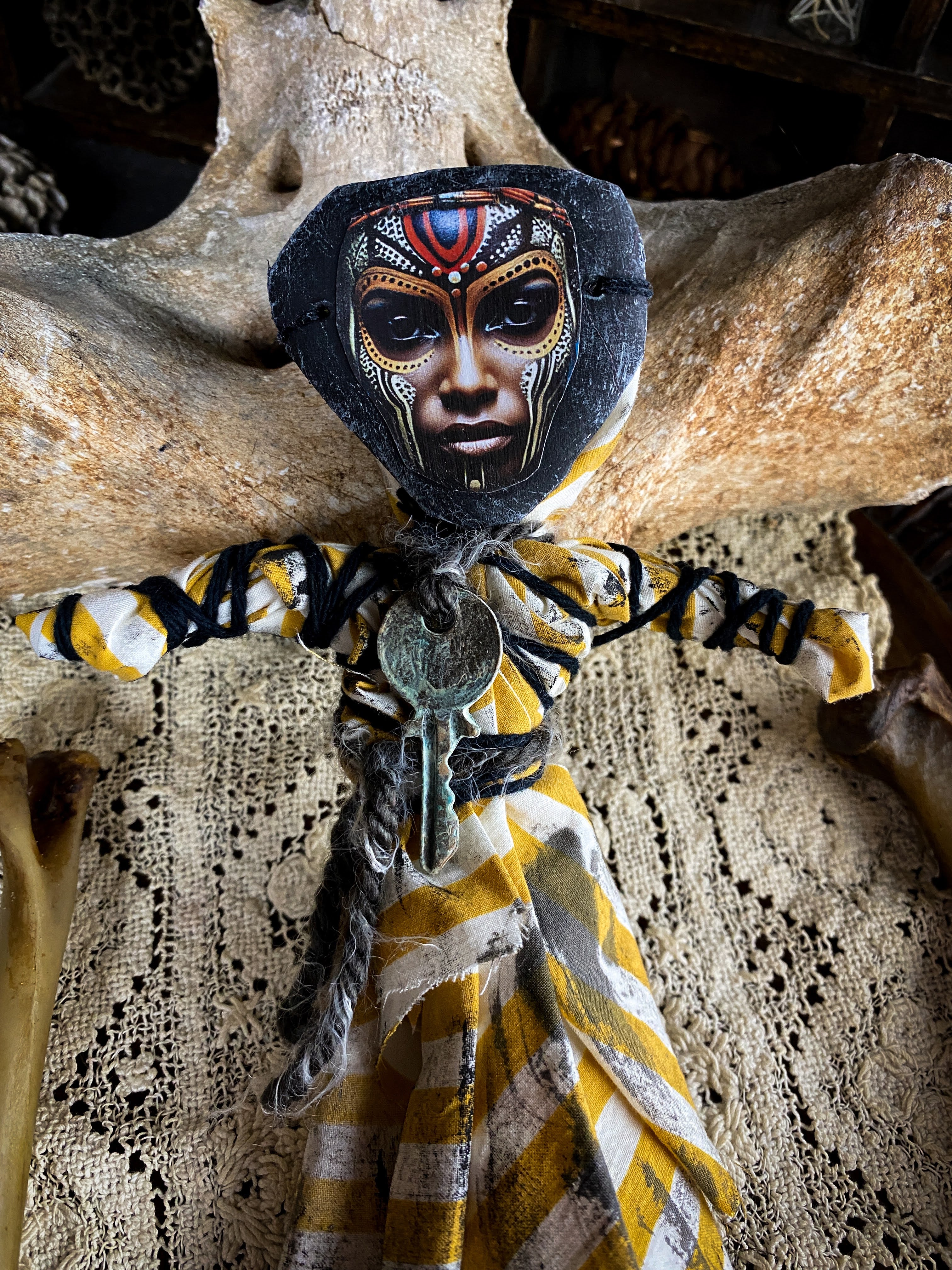 Intention Doll Containing Herbs, Roots, Stones, Snake Skin, Shells - Poppet, Conjure Doll, Medicine Doll, Spirit Doll
