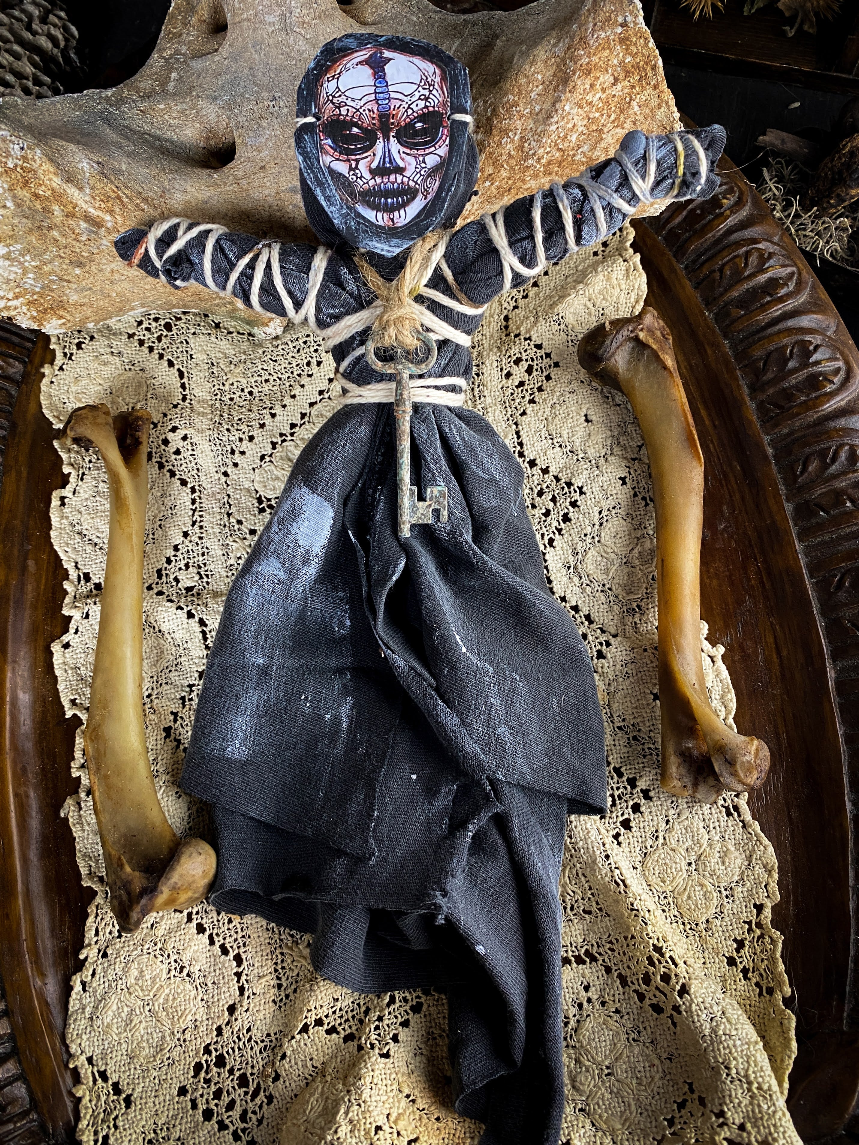 Intention Doll Containing Herbs, Roots, Stones, Snake Skin, Shells - Poppet, Conjure Doll, Medicine Doll, Spirit Doll