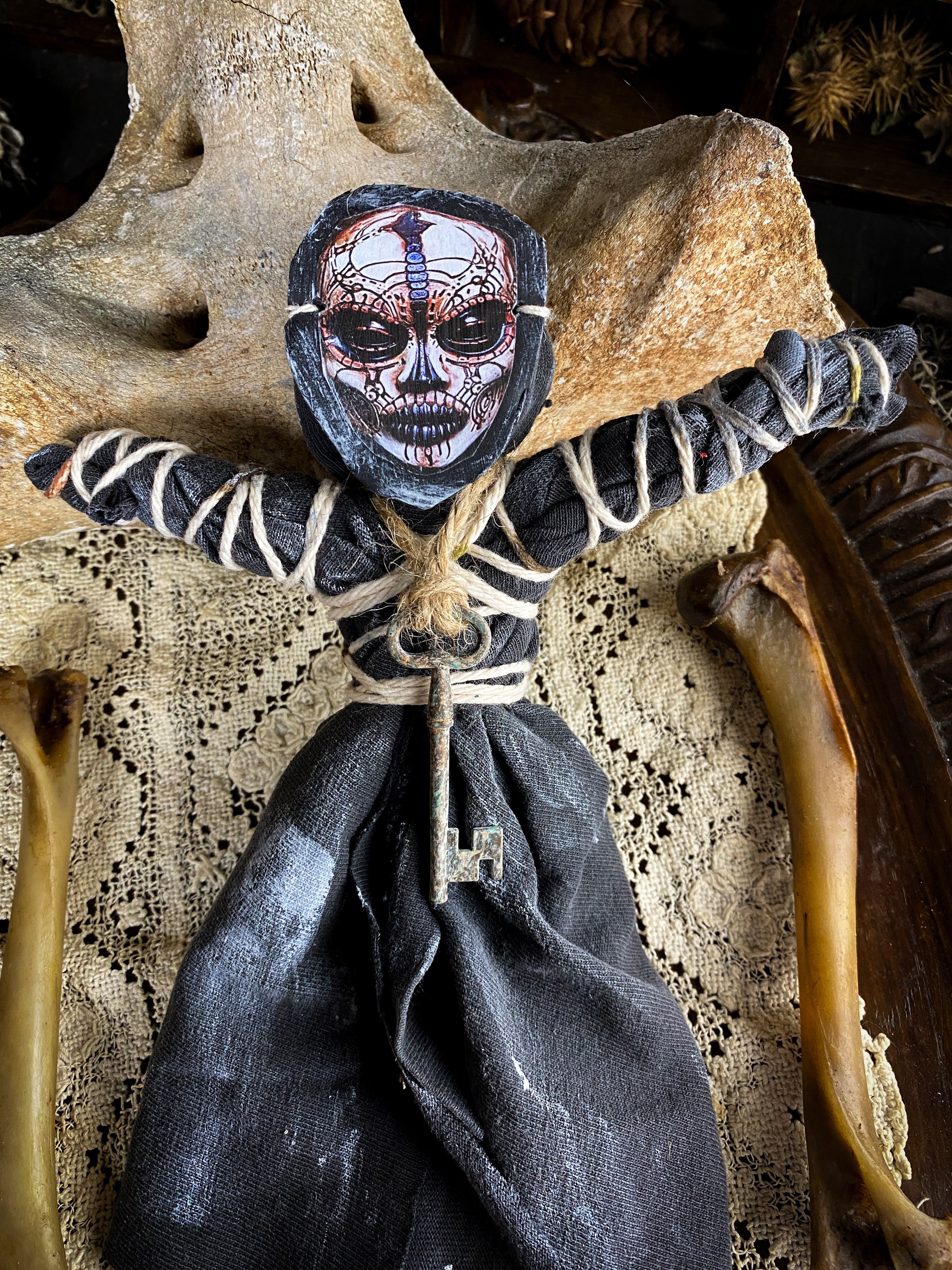 Intention Doll Containing Herbs, Roots, Stones, Snake Skin, Shells - Poppet, Conjure Doll, Medicine Doll, Spirit Doll
