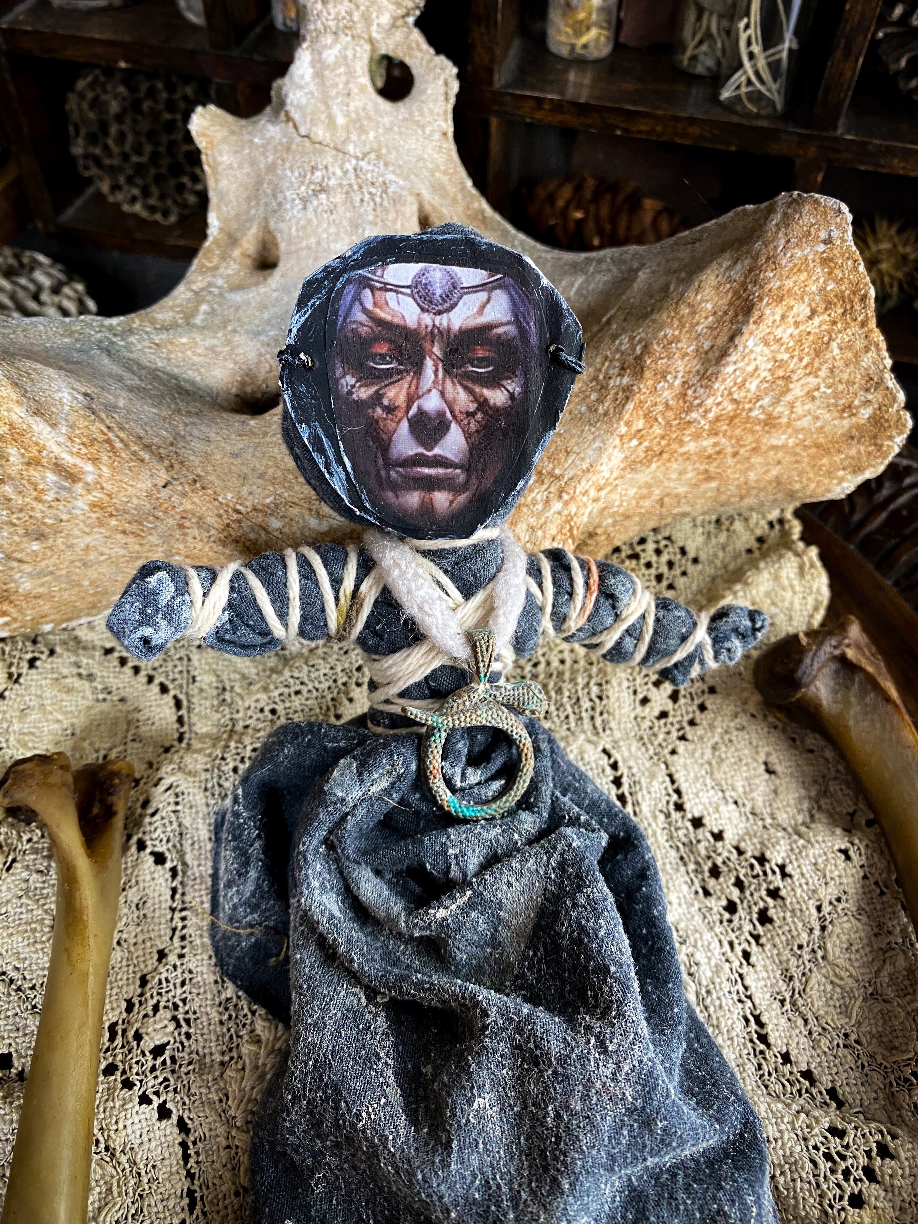 Intention Doll Containing Herbs, Roots, Stones, Snake Skin, Shells - Poppet, Conjure Doll, Medicine Doll, Spirit Doll