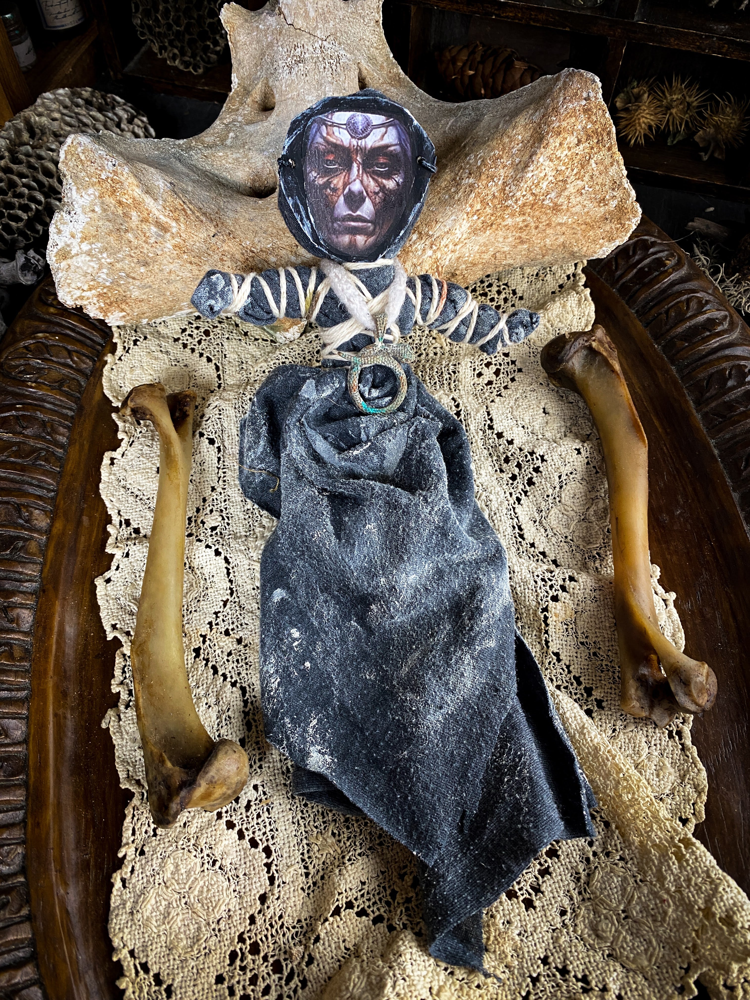 Intention Doll Containing Herbs, Roots, Stones, Snake Skin, Shells - Poppet, Conjure Doll, Medicine Doll, Spirit Doll