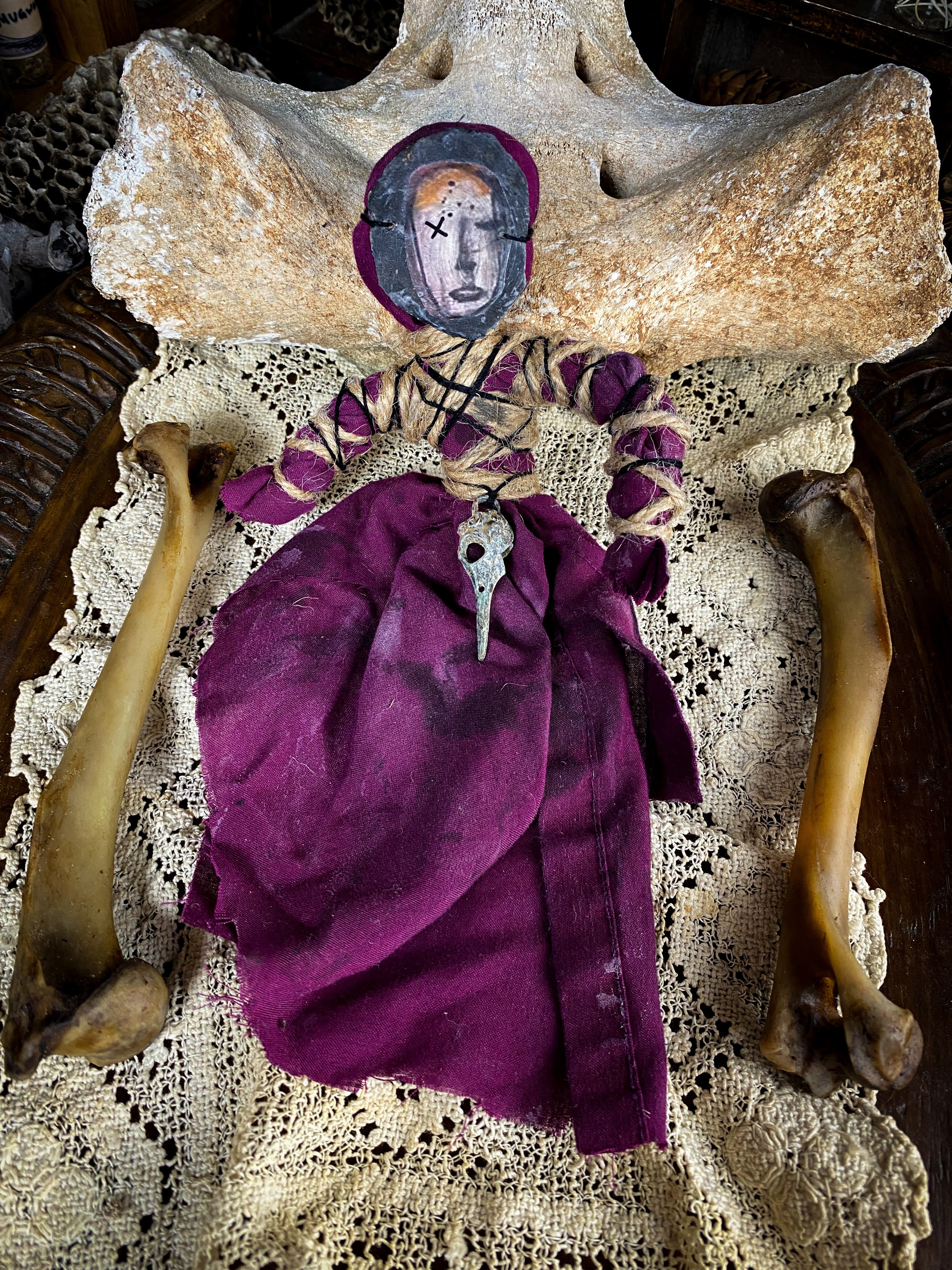 Intention Doll Containing Herbs, Roots, Stones, Snake Skin, Shells - Poppet, Conjure Doll, Medicine Doll, Spirit Doll