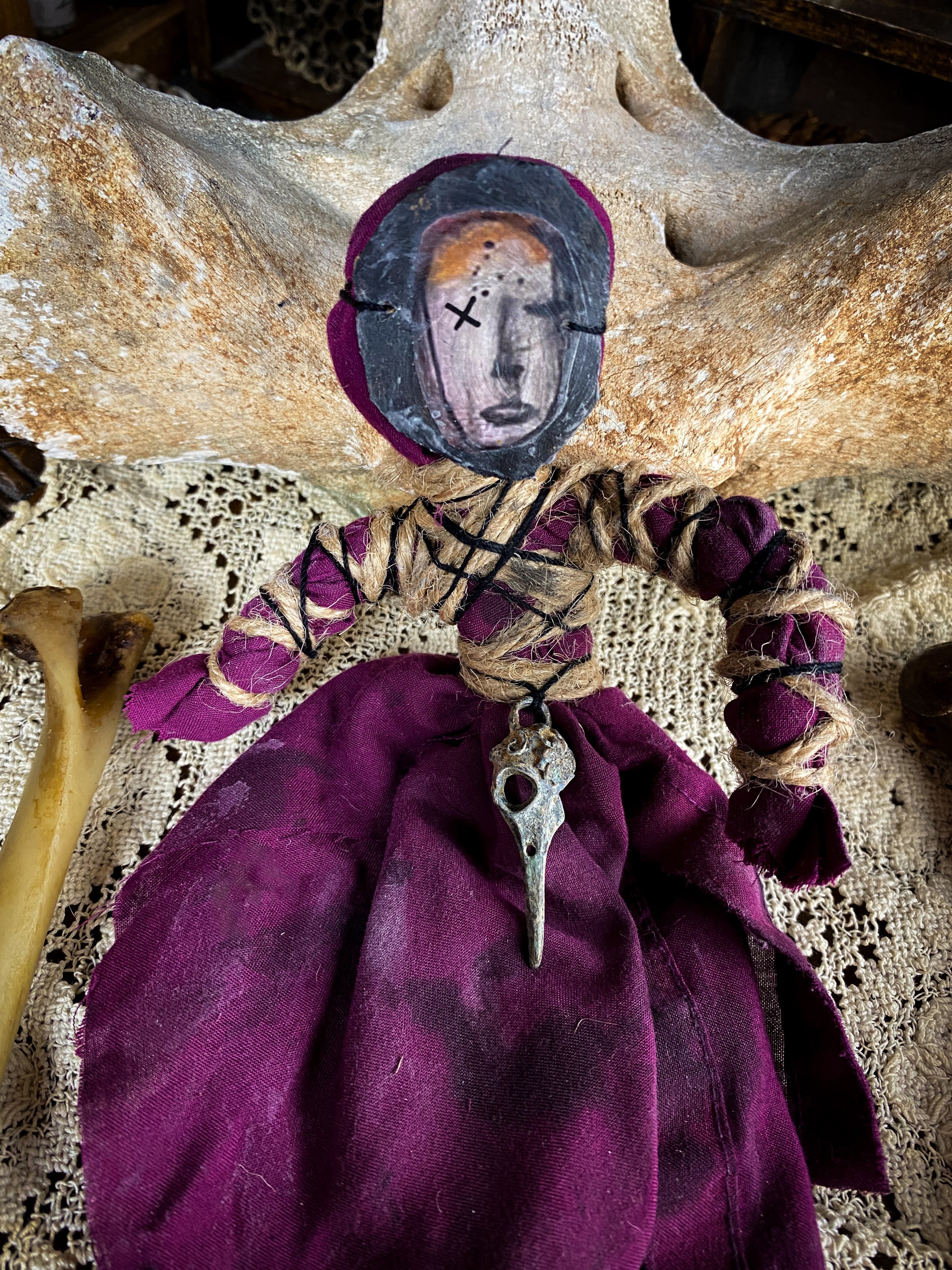 Intention Doll Containing Herbs, Roots, Stones, Snake Skin, Shells - Poppet, Conjure Doll, Medicine Doll, Spirit Doll
