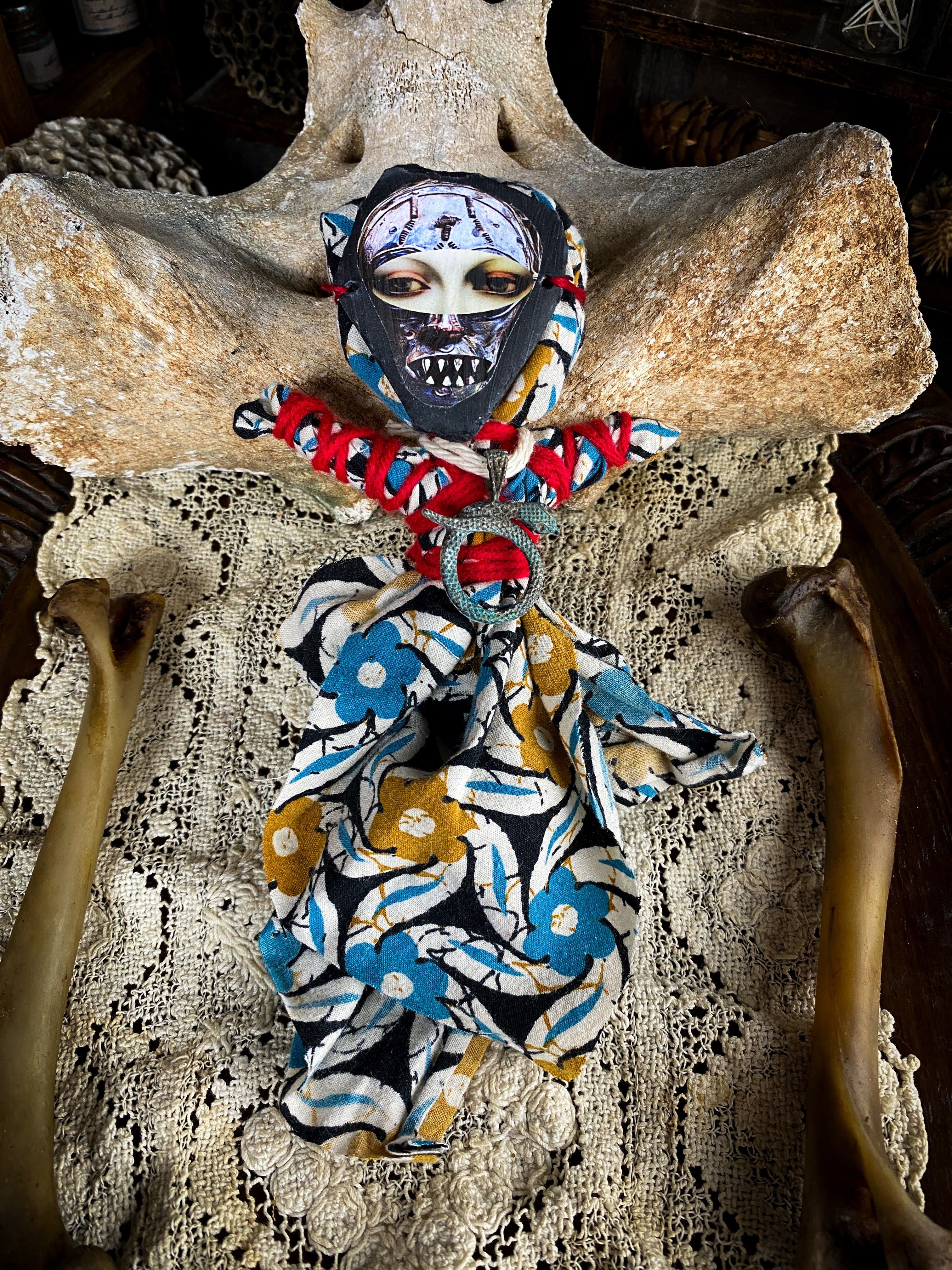 Intention Doll Containing Herbs, Roots, Stones, Snake Skin, Shells - Poppet, Conjure Doll, Medicine Doll, Spirit Doll