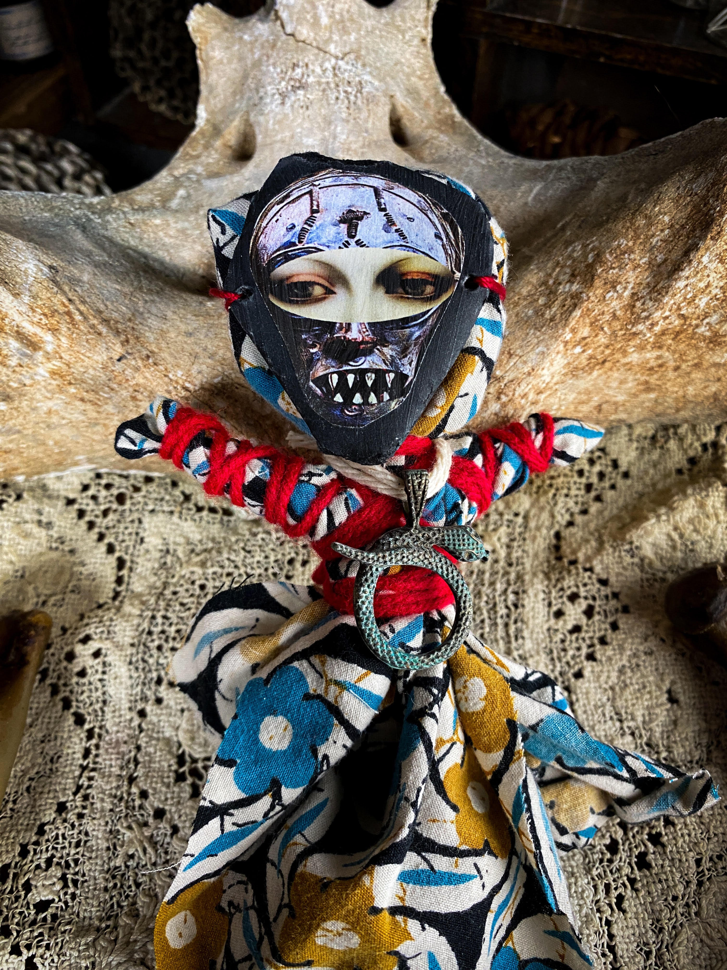 Intention Doll Containing Herbs, Roots, Stones, Snake Skin, Shells - Poppet, Conjure Doll, Medicine Doll, Spirit Doll