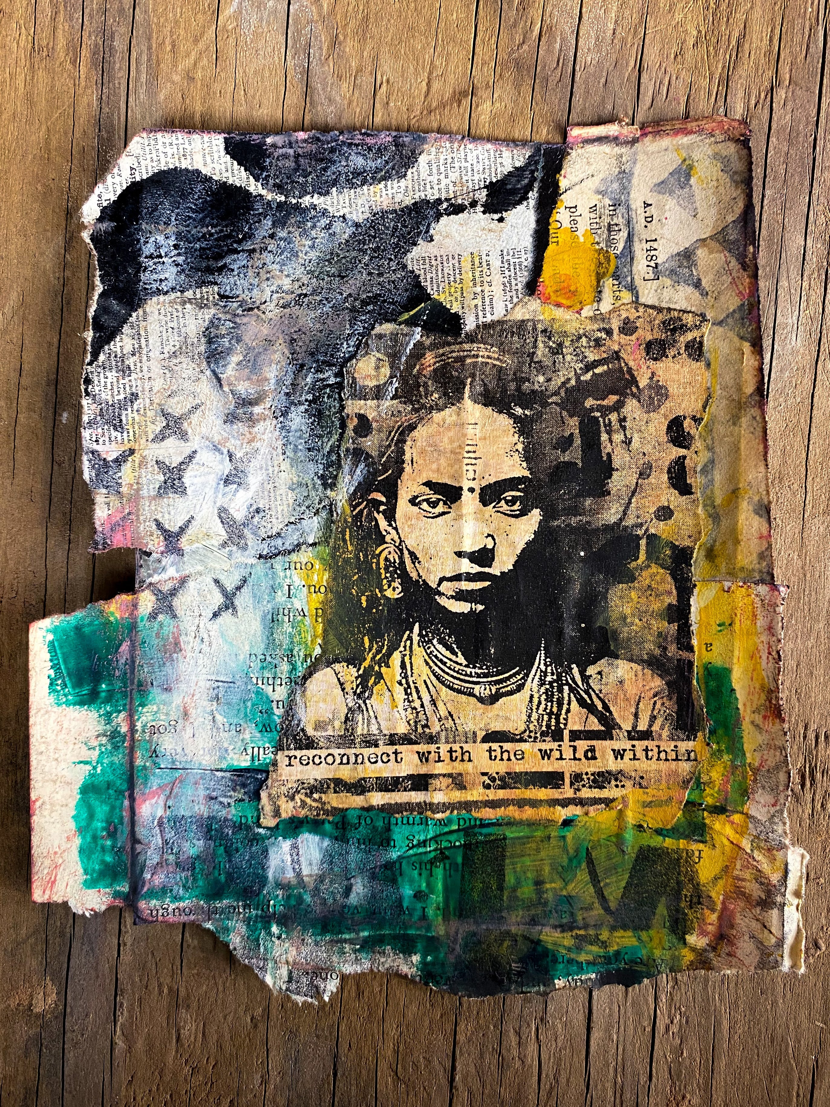 Reconnect with the Wild Within - Original Mixed Media Collage