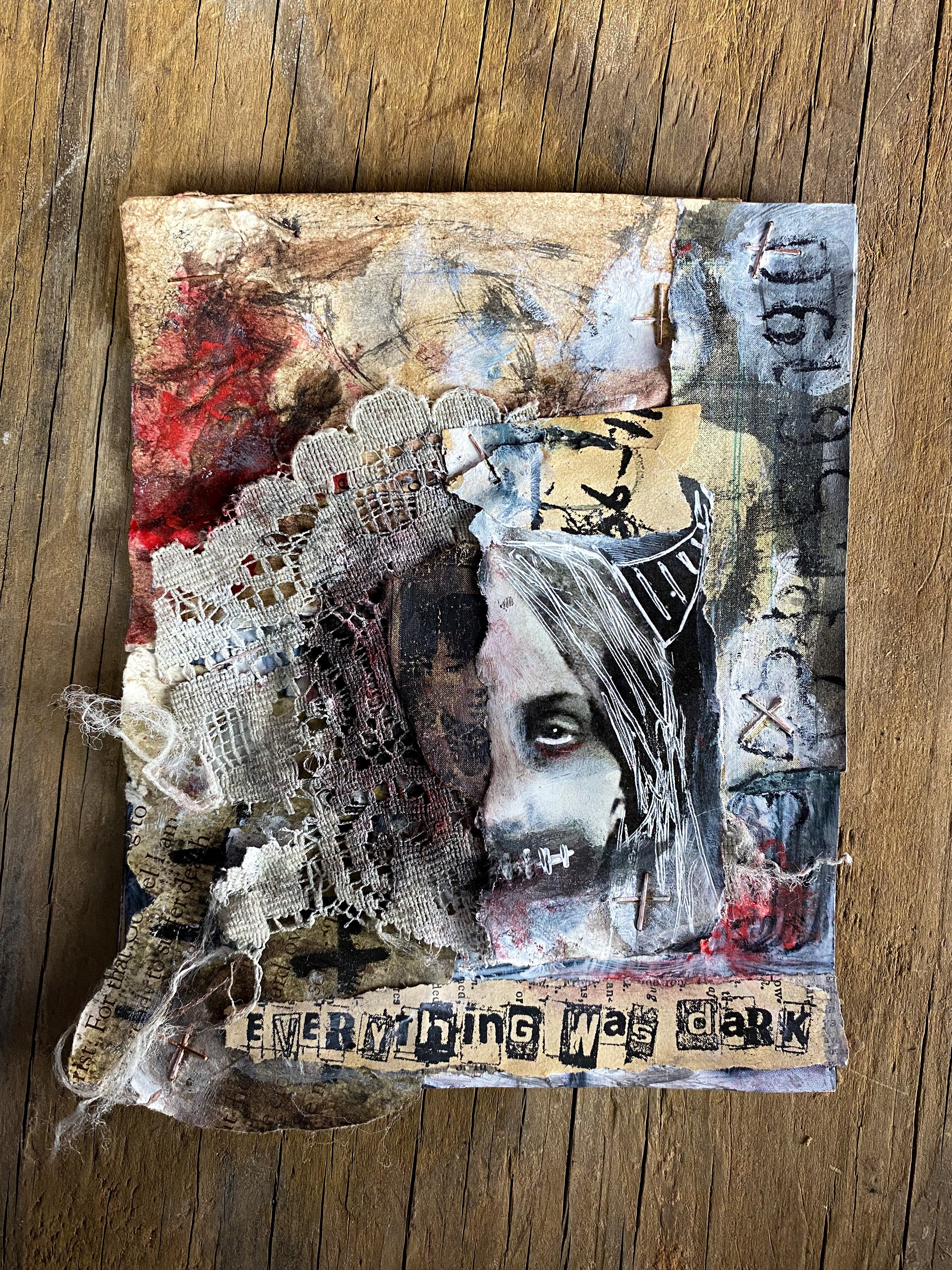Everything Was Dark - Original Mixed Media Collage