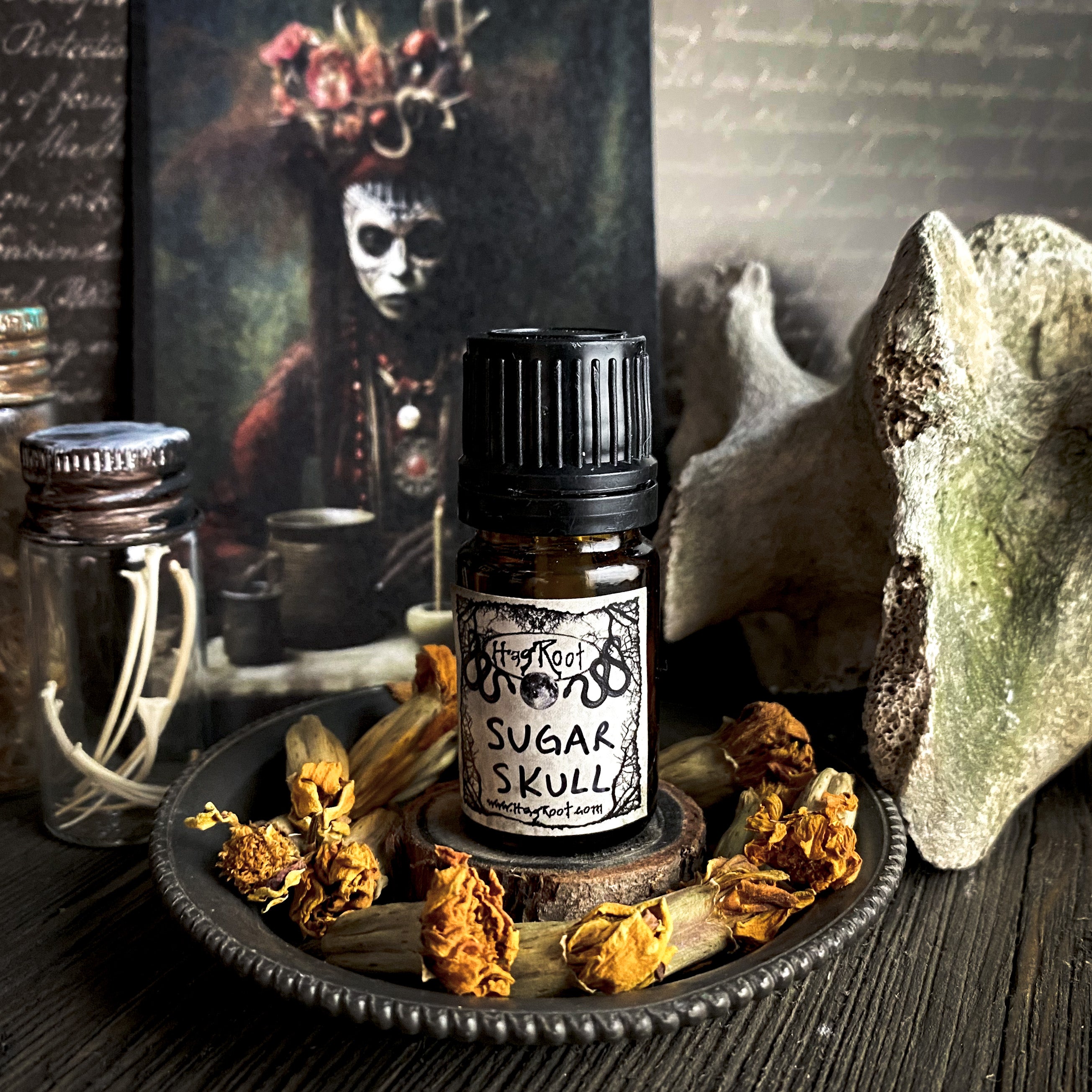 SUGAR SKULL-(Spun Sugar, Butterscotch, Pumpkin, Marzipan, Altar Flowers)-Perfume, Cologne, Anointing, Ritual Oil