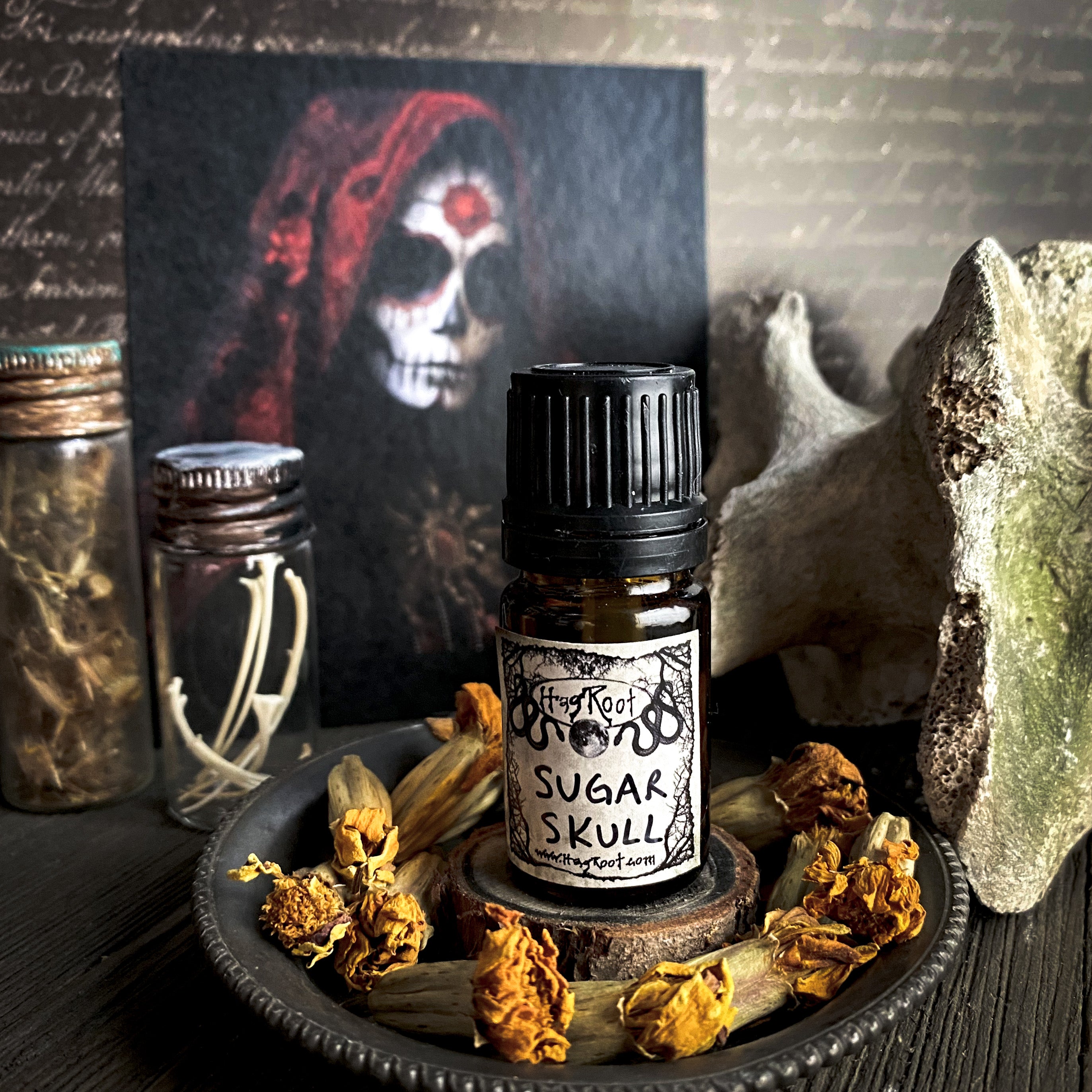 SUGAR SKULL-(Spun Sugar, Butterscotch, Pumpkin, Marzipan, Altar Flowers)-Perfume, Cologne, Anointing, Ritual Oil