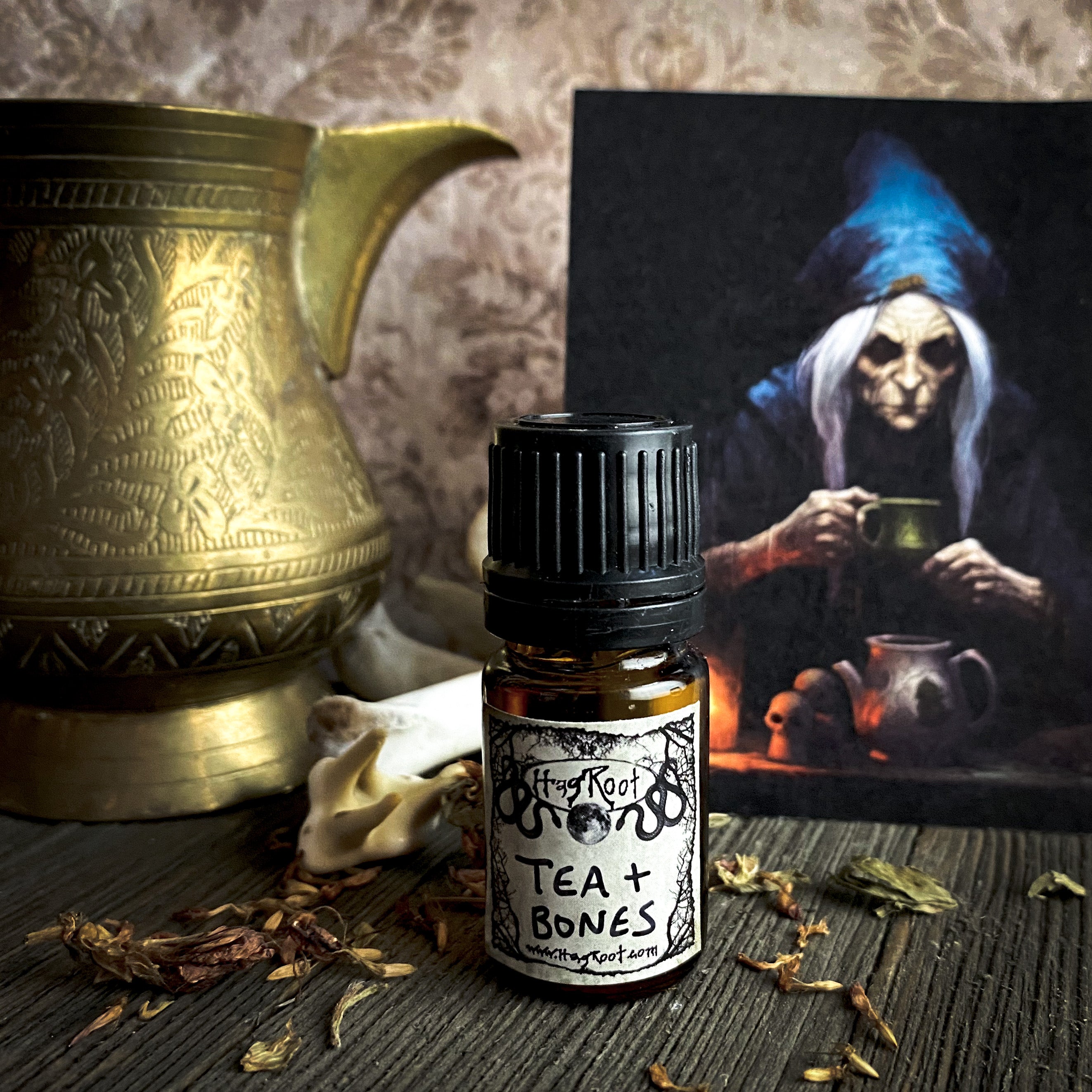 TEA + BONES-(Tea Leaves, Amber, Sandalwood, Cedar, Musk, Bergamot, Vanilla, White Pepper, Oak)-Perfume, Cologne, Anointing, Ritual Oil