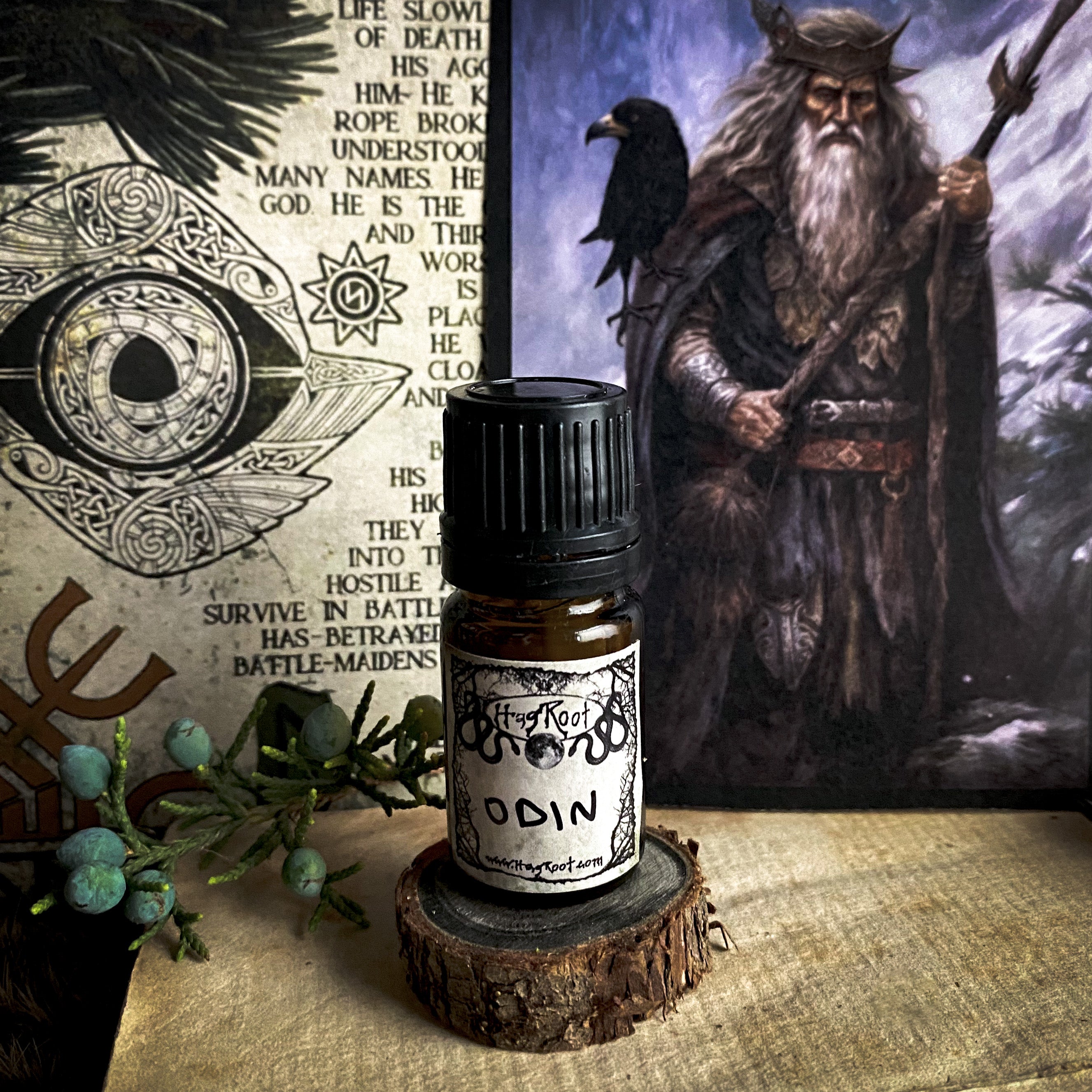 ODIN-(Vetiver, Cedar, Fir, Camphor, Grass, Ivy, Sandalwood, Clover, Holly Berry, Wisteria, Pine)-Perfume, Cologne, Anointing, Ritual Oil