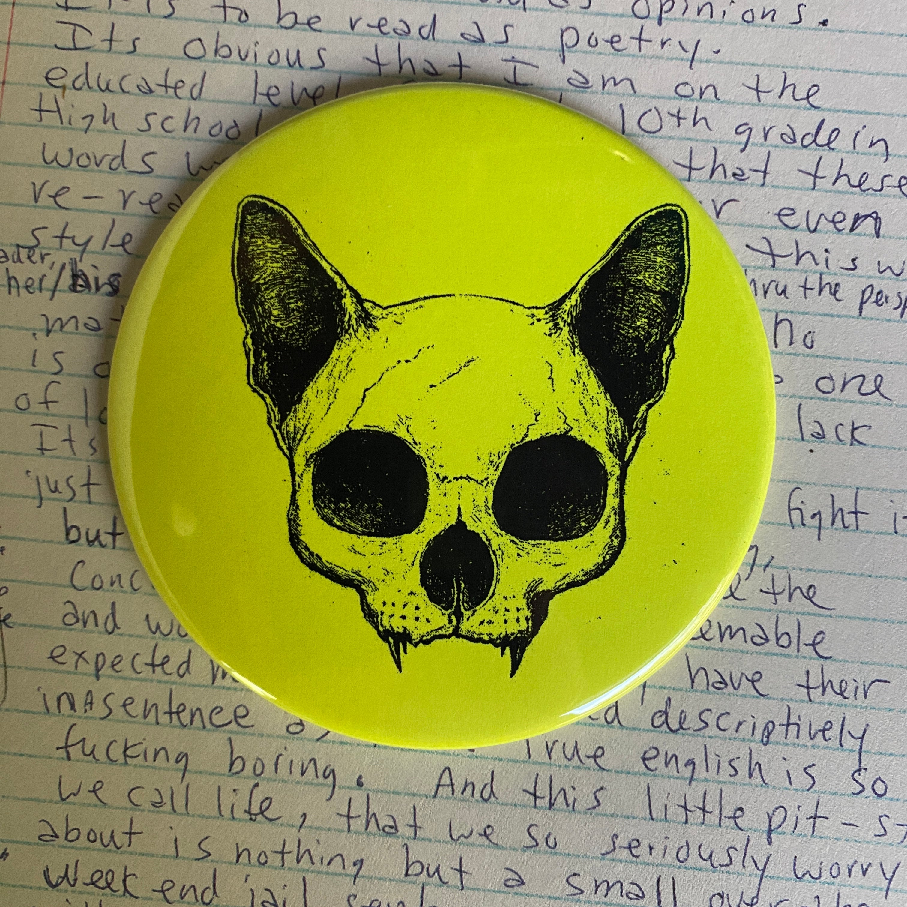 CAT SKULL - Hand Pressed Pocket Mirror