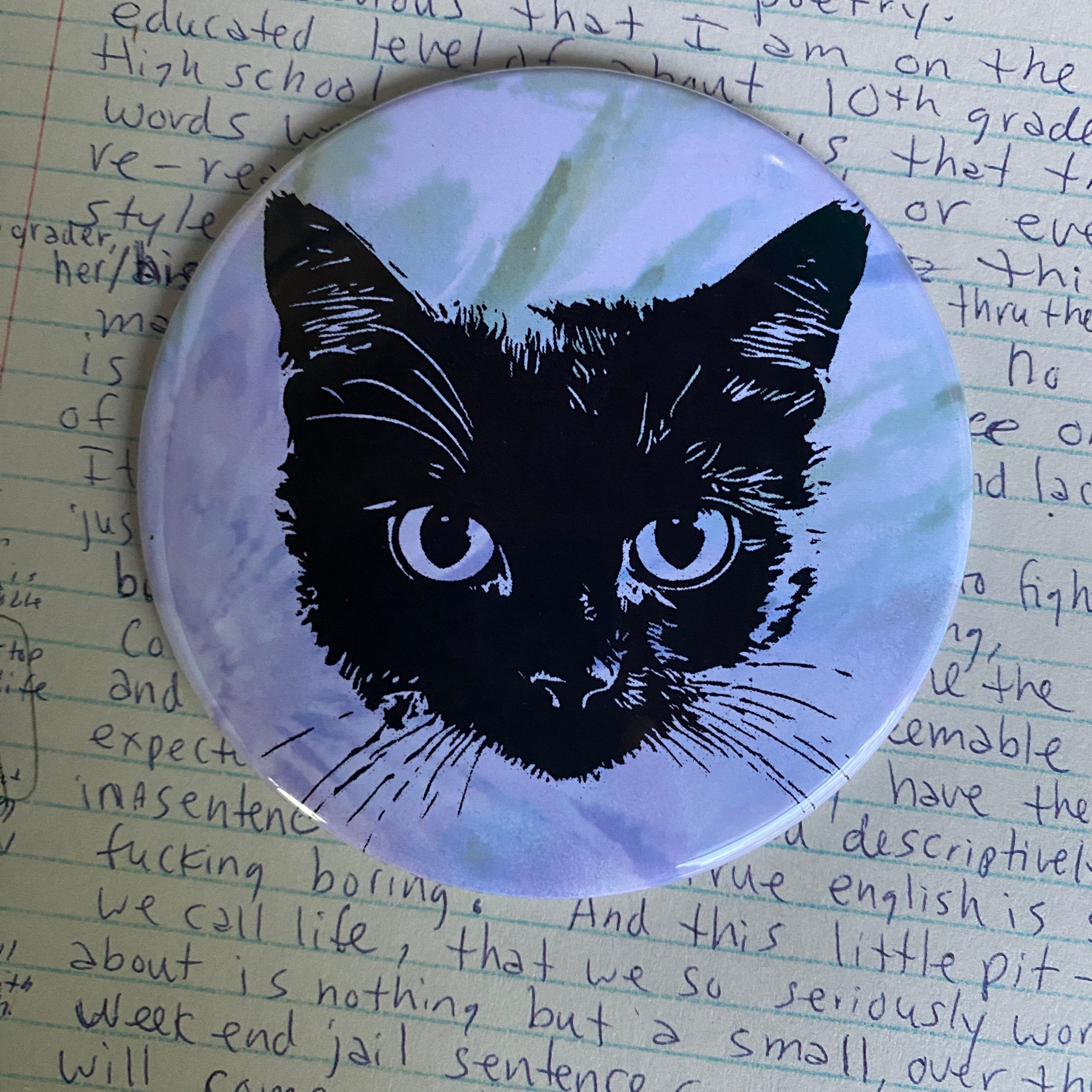 BLACK CAT - Hand Pressed Pocket Mirror