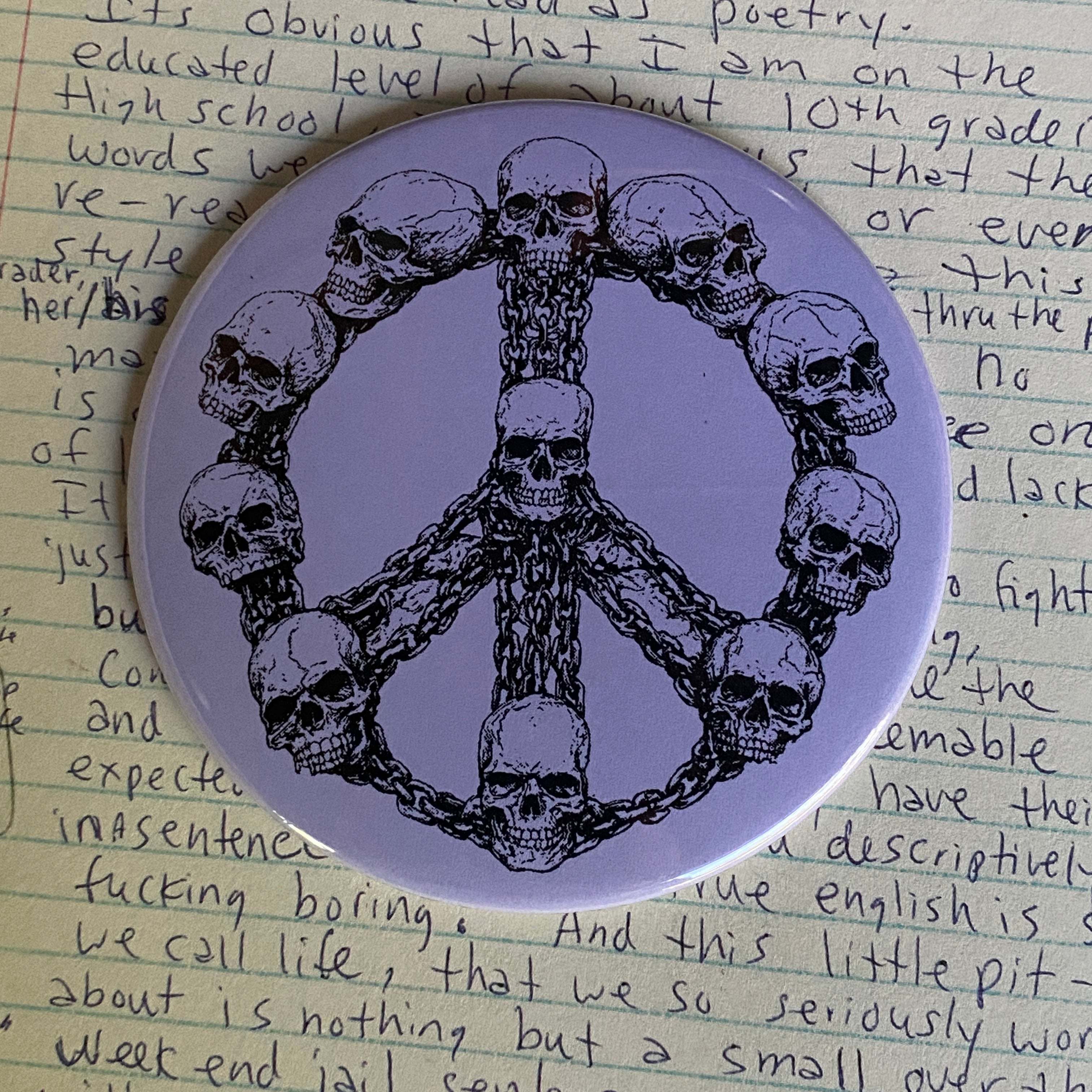 SKULL PEACE SIGN - Hand Pressed Pocket Mirror