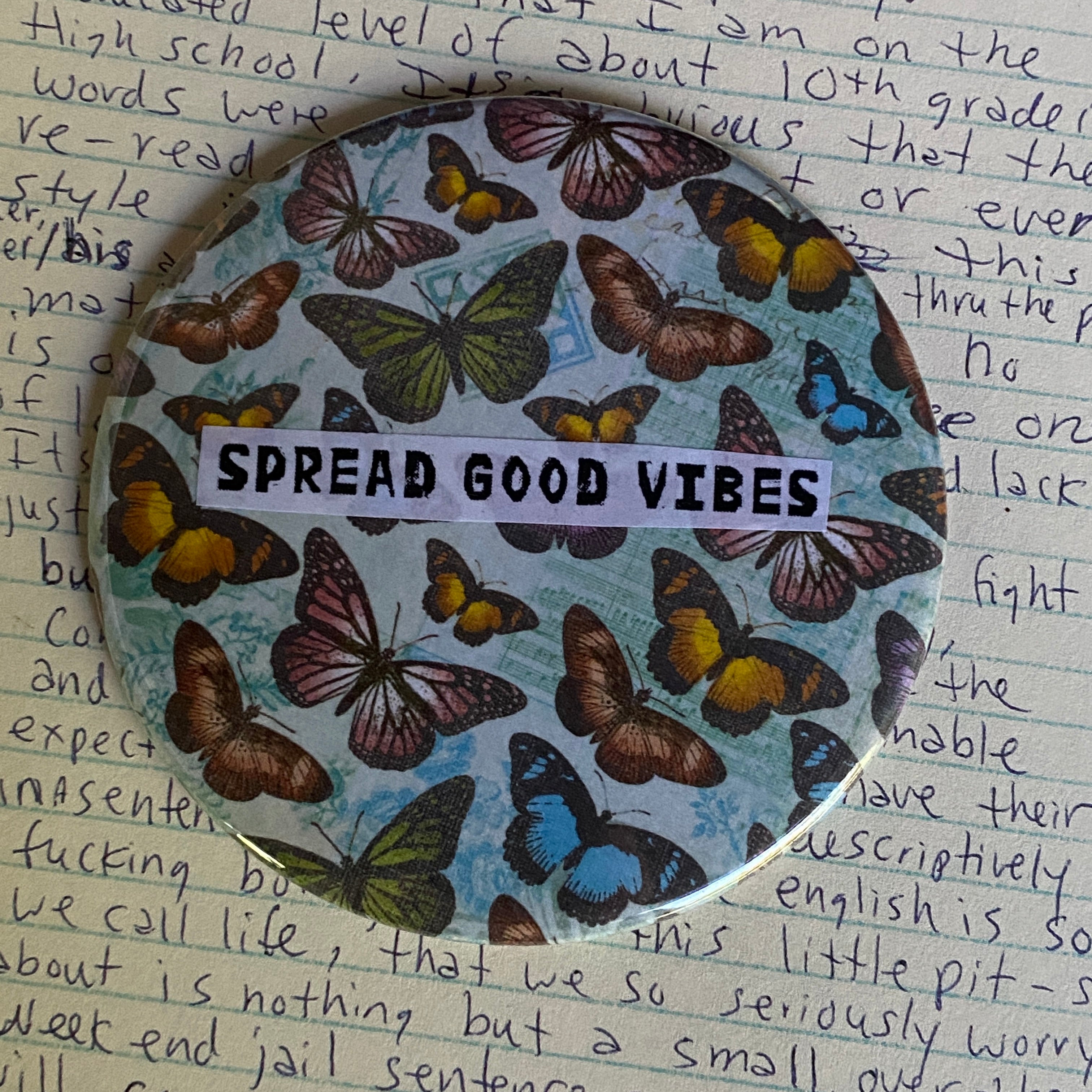 SPREAD GOOD VIBES - Hand Pressed Pocket Mirror