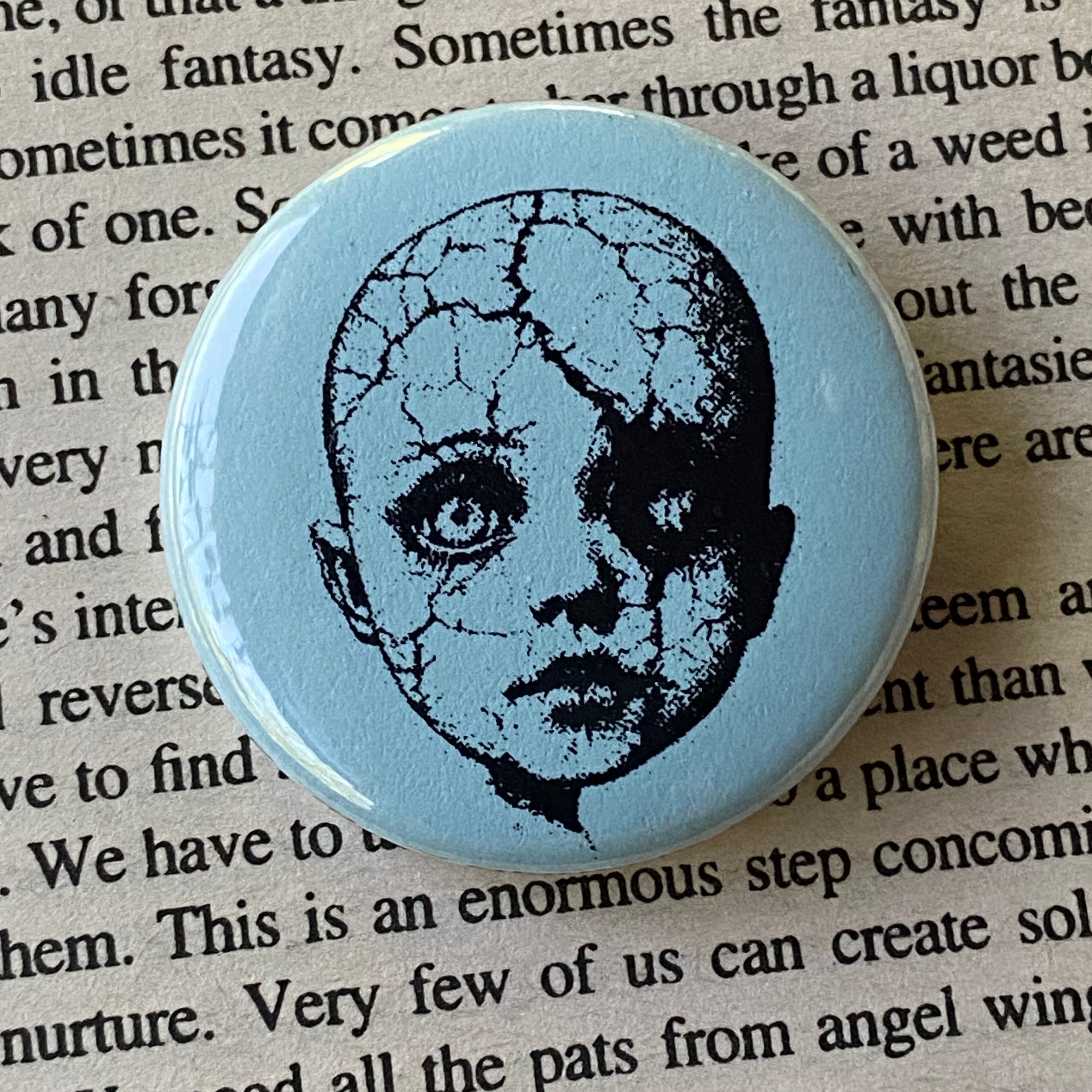 Creepy Doll - Hand Pressed Button/Pin - 1.5"