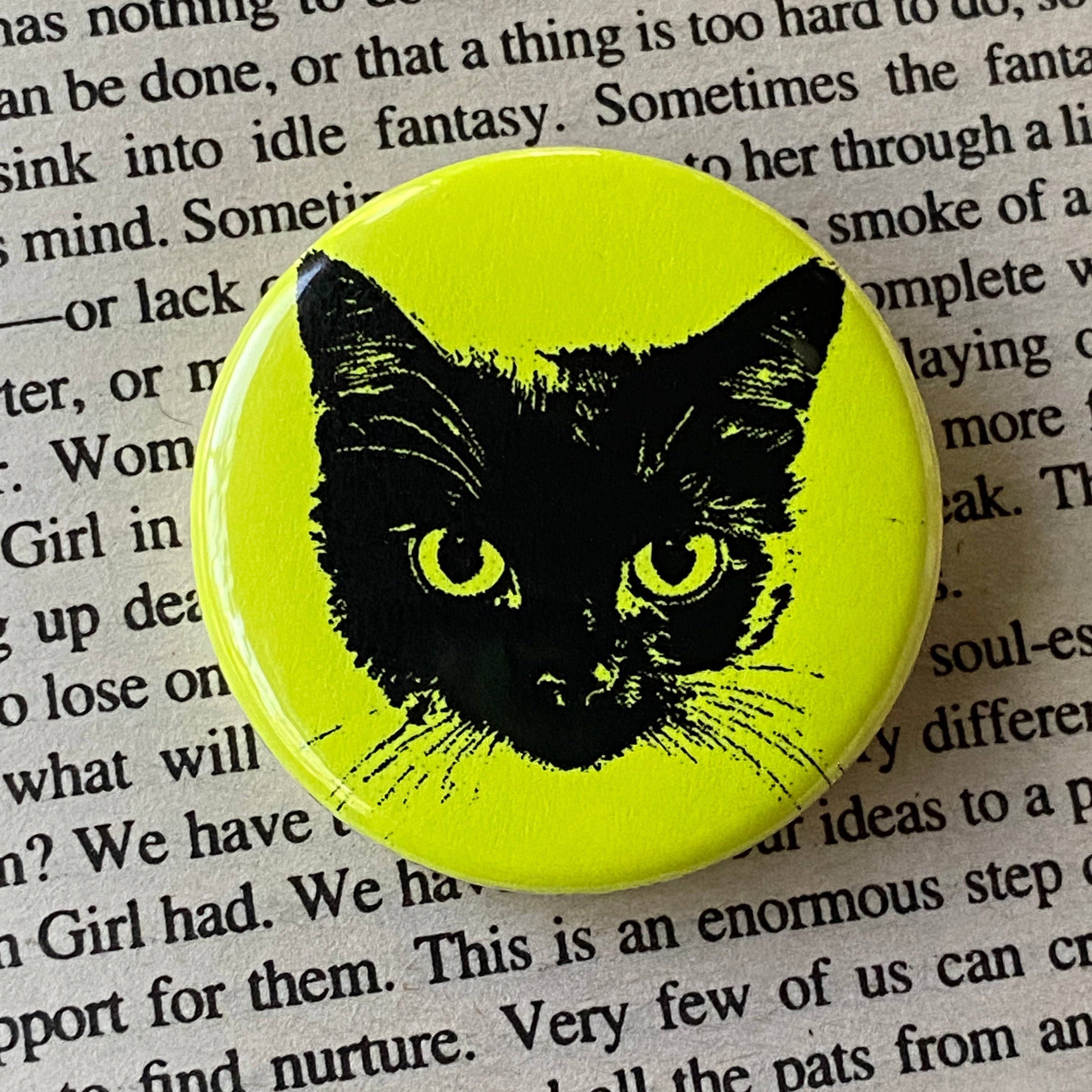 Black Cat - Hand Pressed Button/Pin - 1.5"