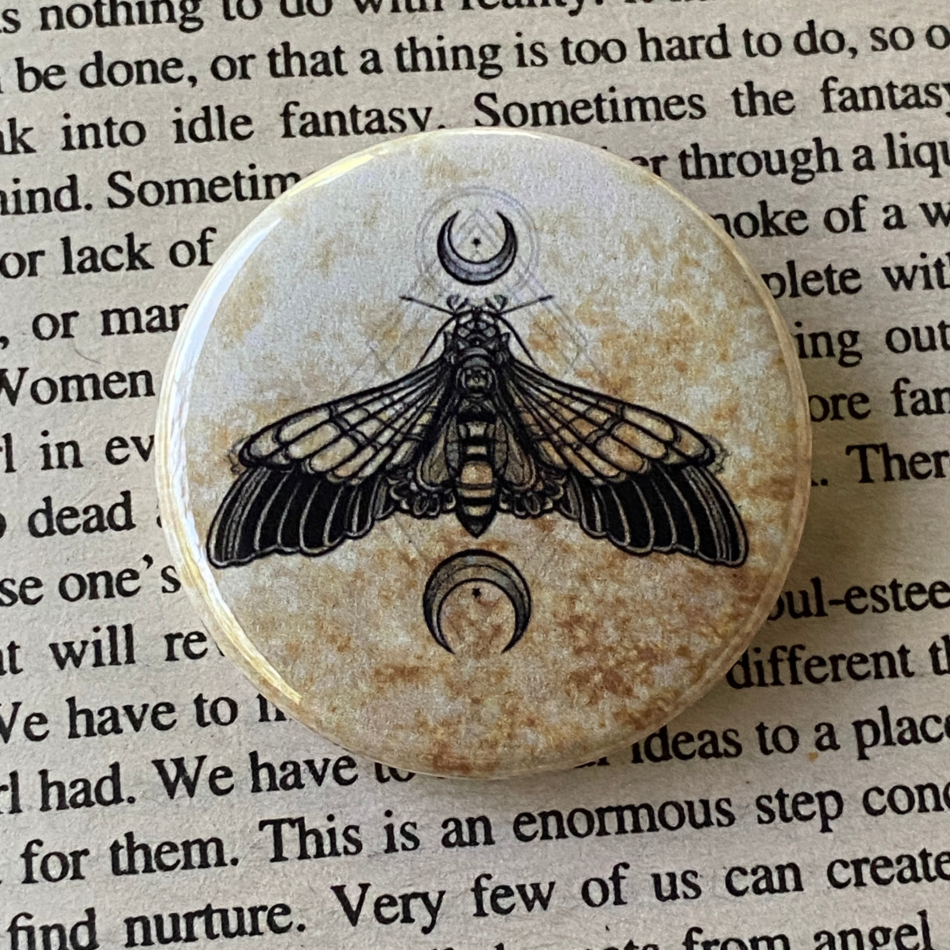 Mystic Moth - Hand Pressed Button/Pin - 1.5"