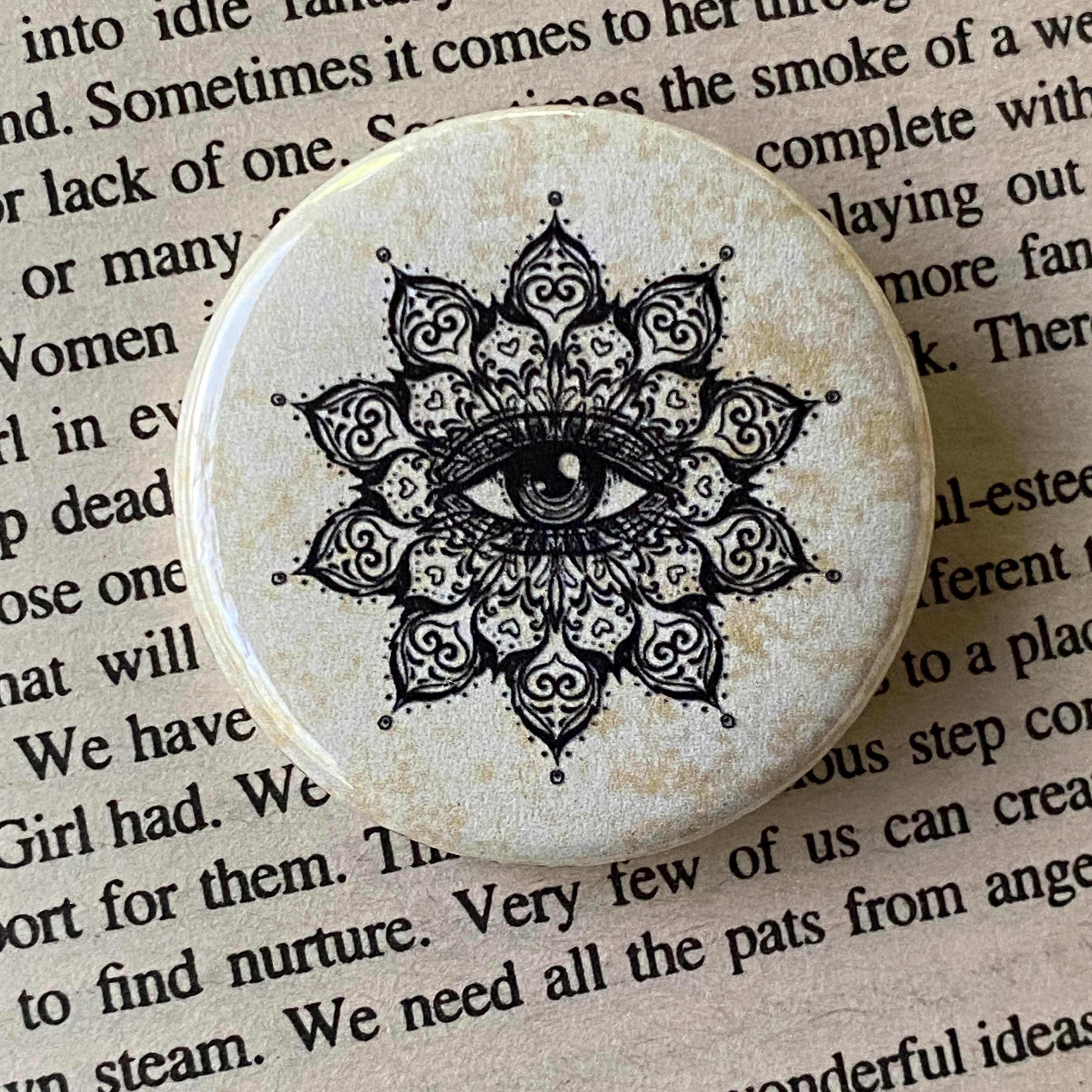 Eye Mandala - Hand Pressed Button/Pin - 1.5"