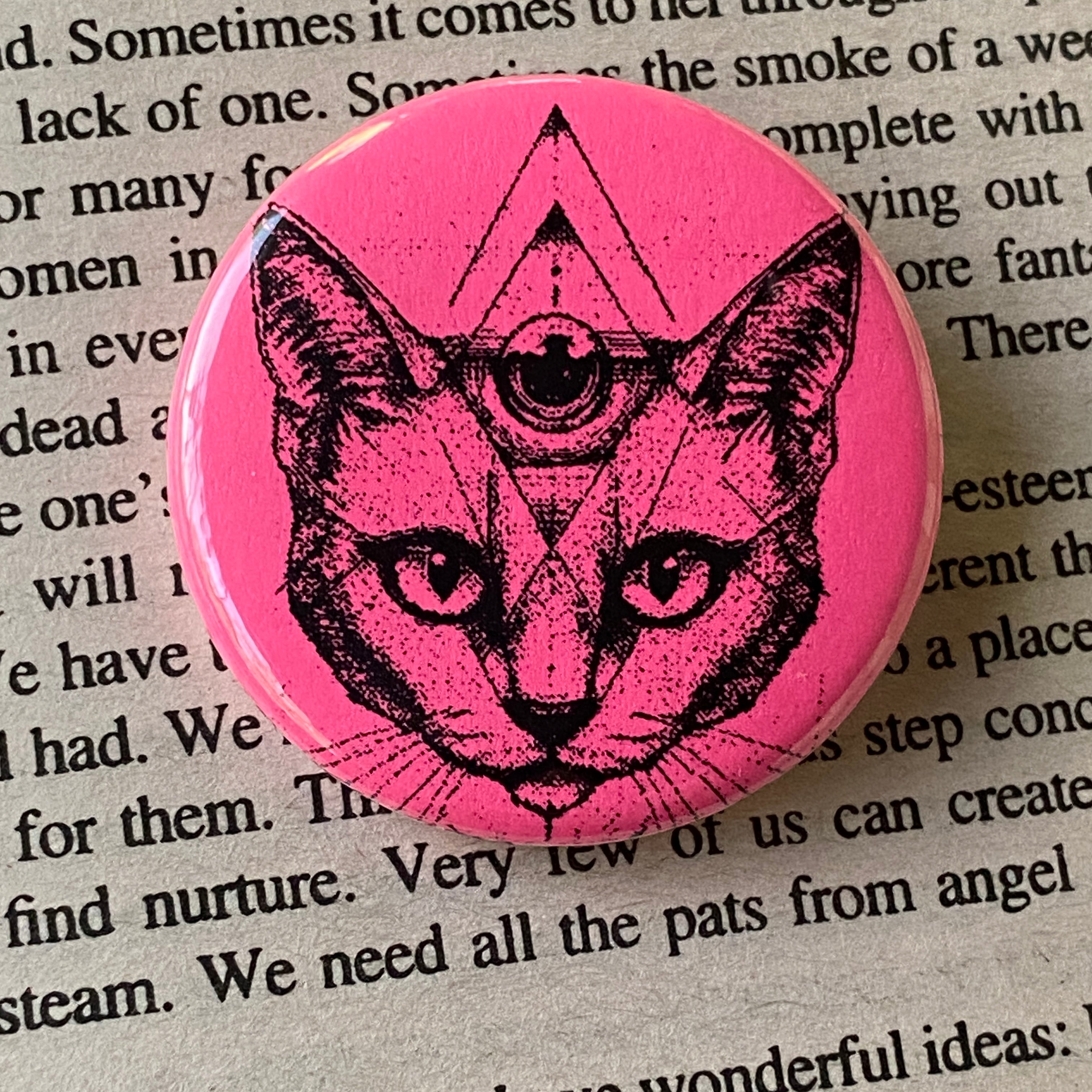 Mystic Cat - Hand Pressed Button/Pin - 1.5"