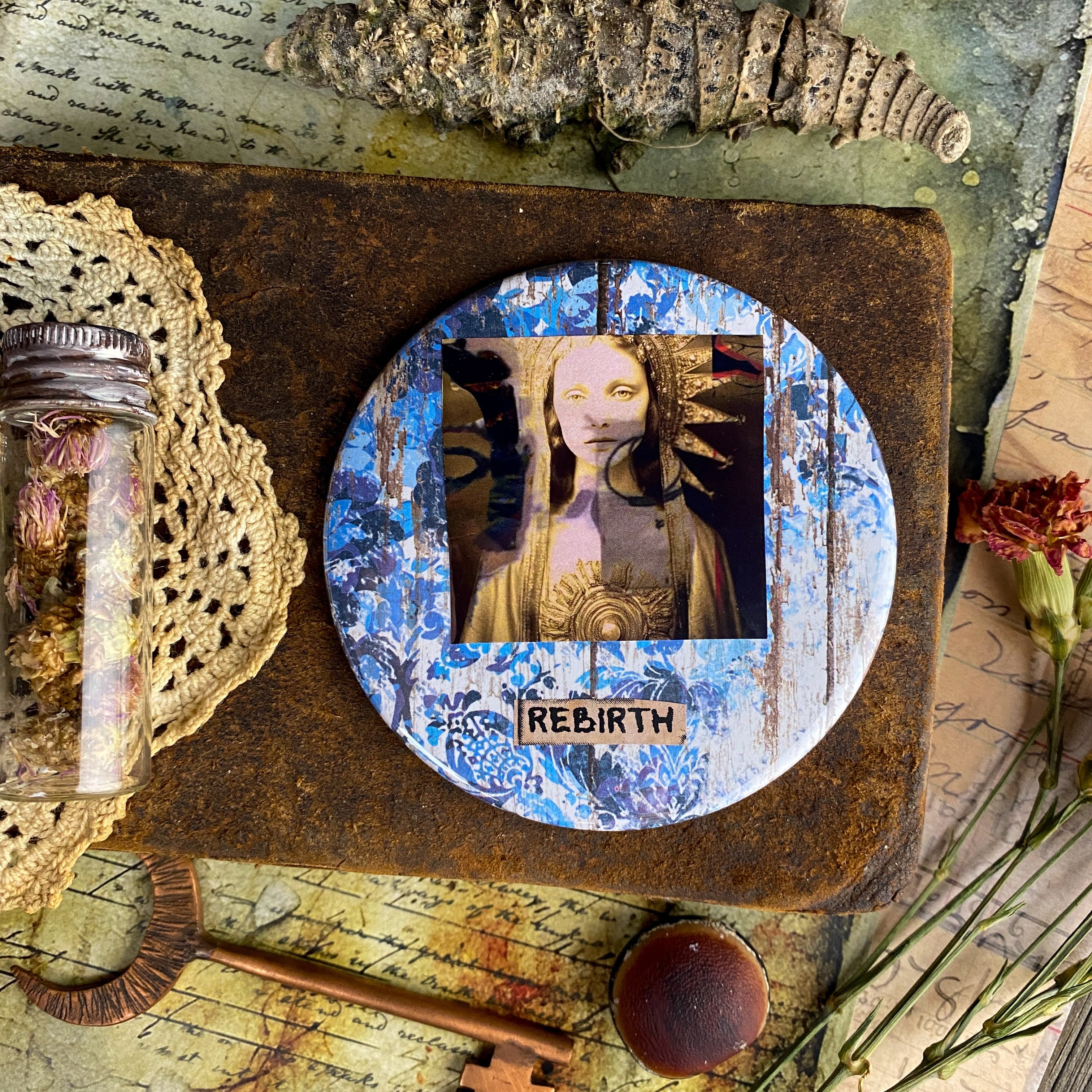 REBIRTH - Hand Pressed Pocket Mirror