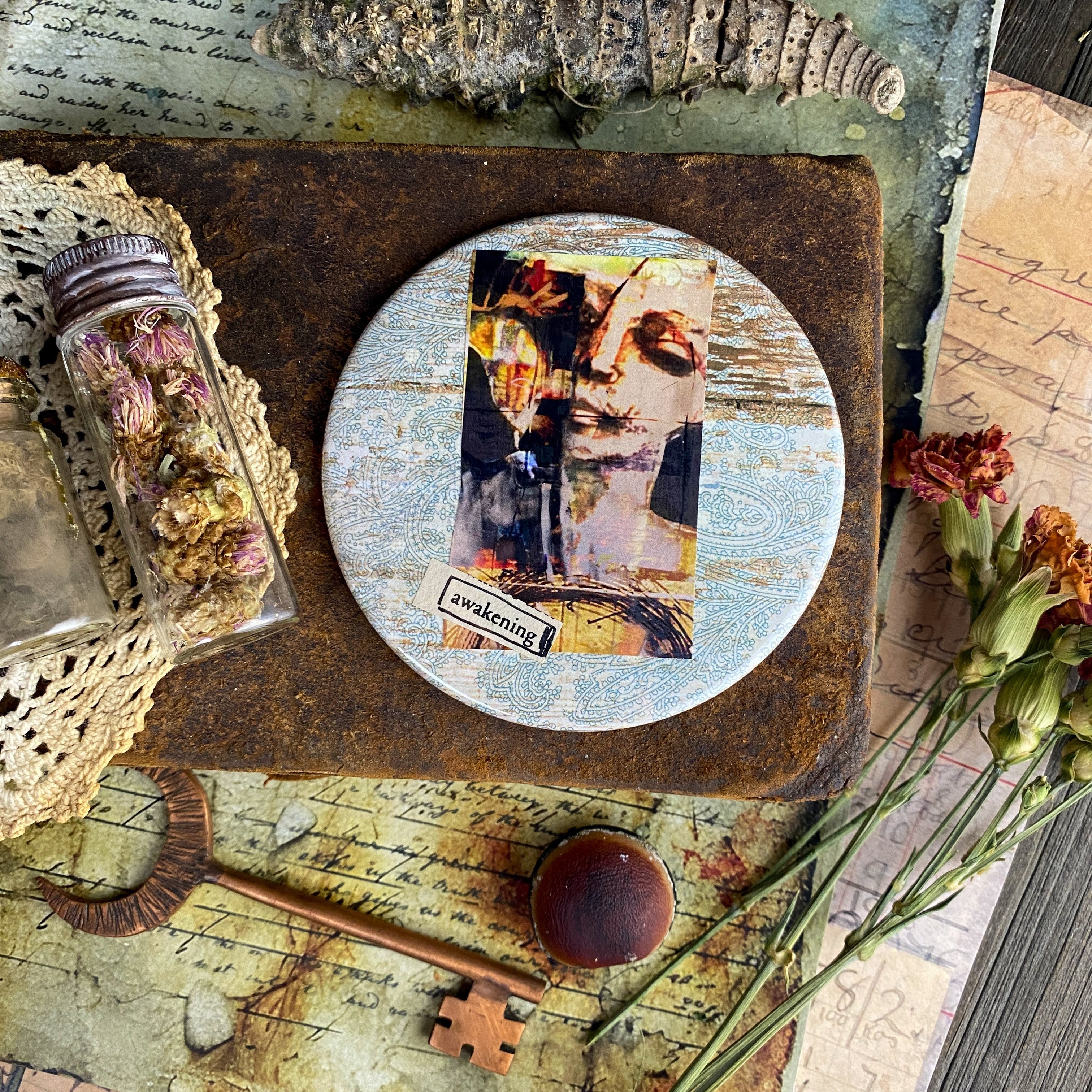 AWAKENING - Hand Pressed Pocket Mirror