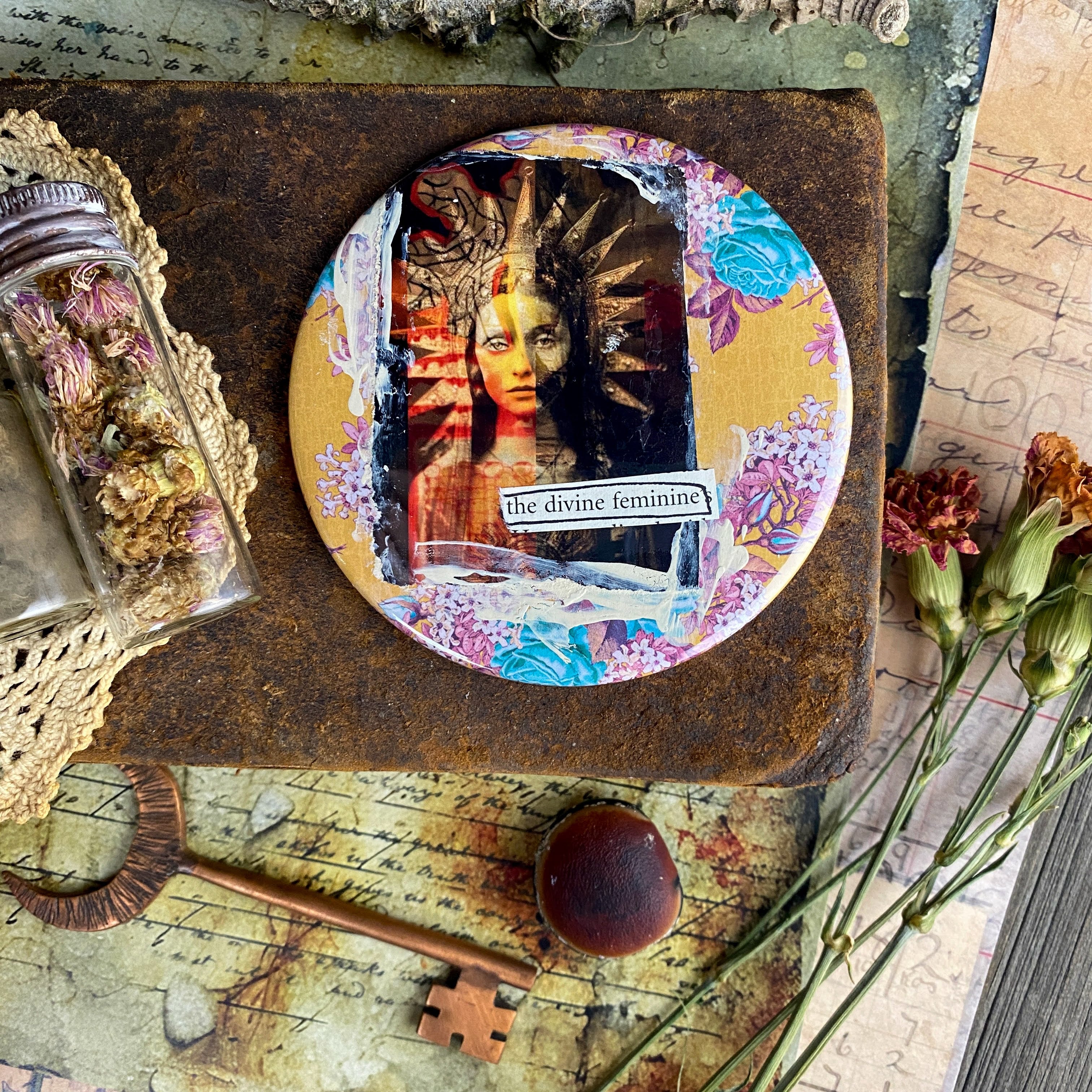 THE DIVINE FEMININE - Hand Pressed Pocket Mirror