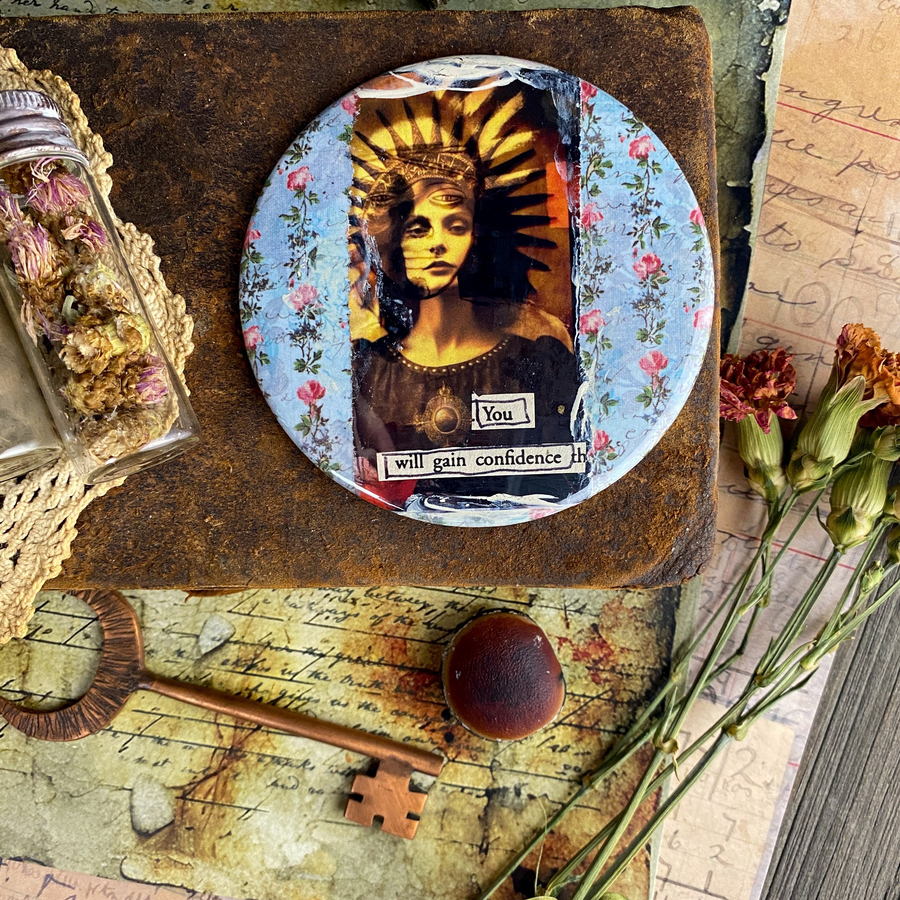 YOU WILL GAIN CONFIDENCE - Hand Pressed Pocket Mirror