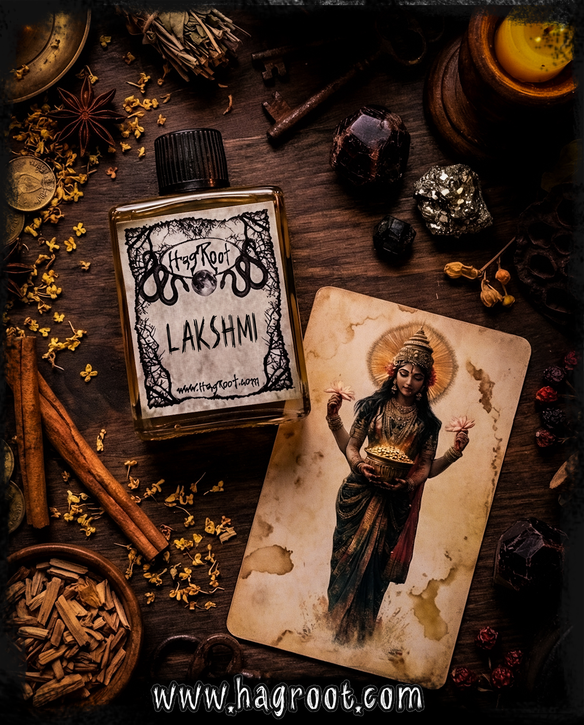 LAKSHMI-(Nag Champa, Frankincense Tears, Indian Spices, Osmanthus Blossoms, Sandalwood)-Perfume, Cologne, Anointing, Ritual Oil