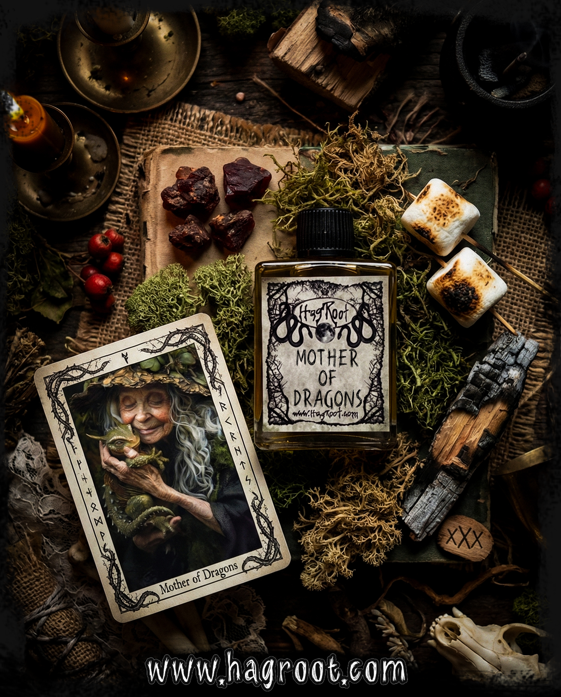 MOTHER OF DRAGONS-(Dragons Blood, Moss, Charred Birch, Smoked Marshmallow, Hawthorn Berry)-Perfume, Cologne, Anointing, Ritual Oil