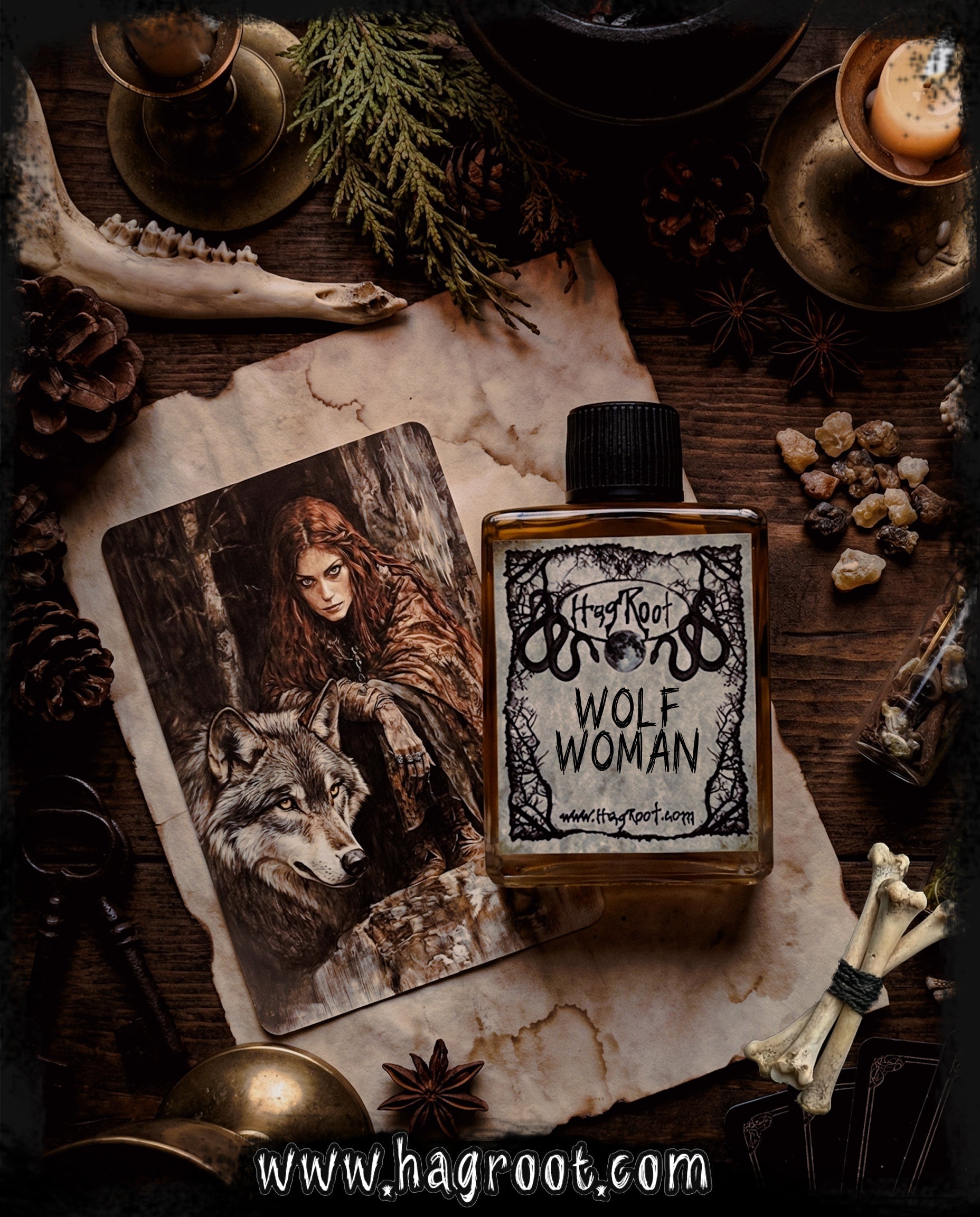 WOLF WOMAN-(Vetiver, Vanilla, Musk, Myrrh, Coumarin, White Sage, Pinion Wood, Amber, Cedar)-Perfume, Cologne, Anointing, Ritual Oil