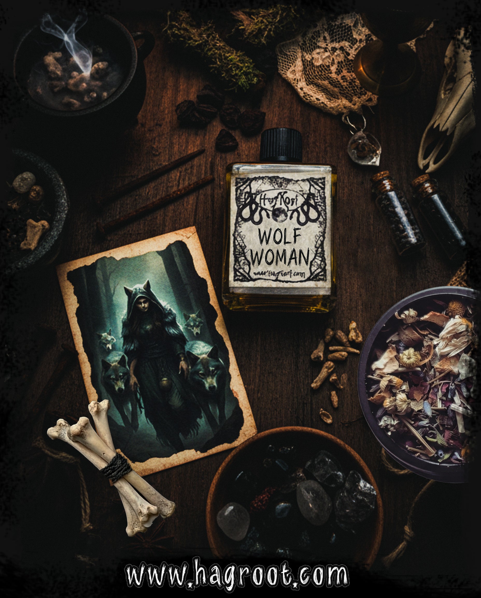 WOLF WOMAN-(Vetiver, Vanilla, Musk, Myrrh, Coumarin, White Sage, Pinion Wood, Amber, Cedar)-Perfume, Cologne, Anointing, Ritual Oil