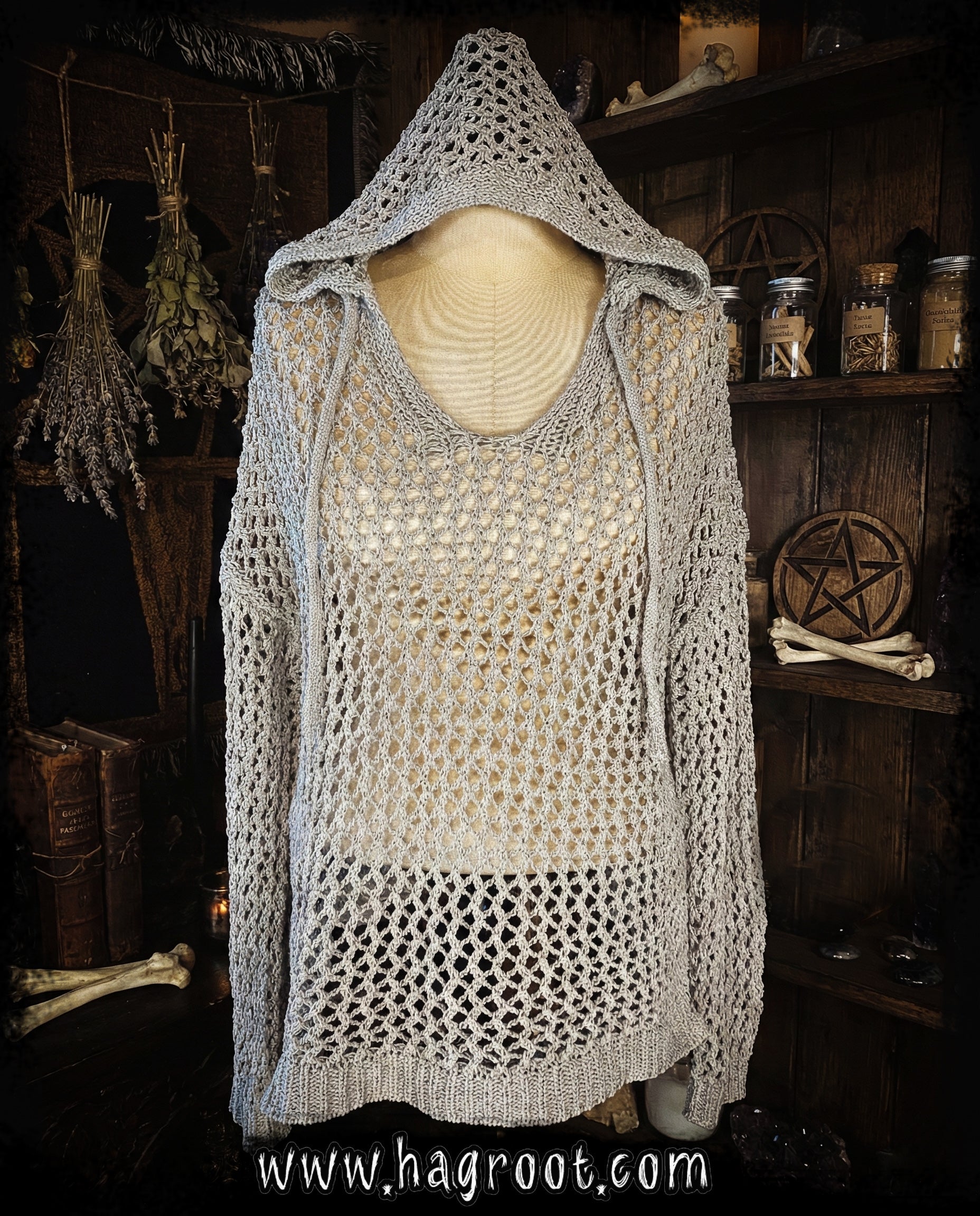 Artelier Mesh Sweater with Hood - Size Small