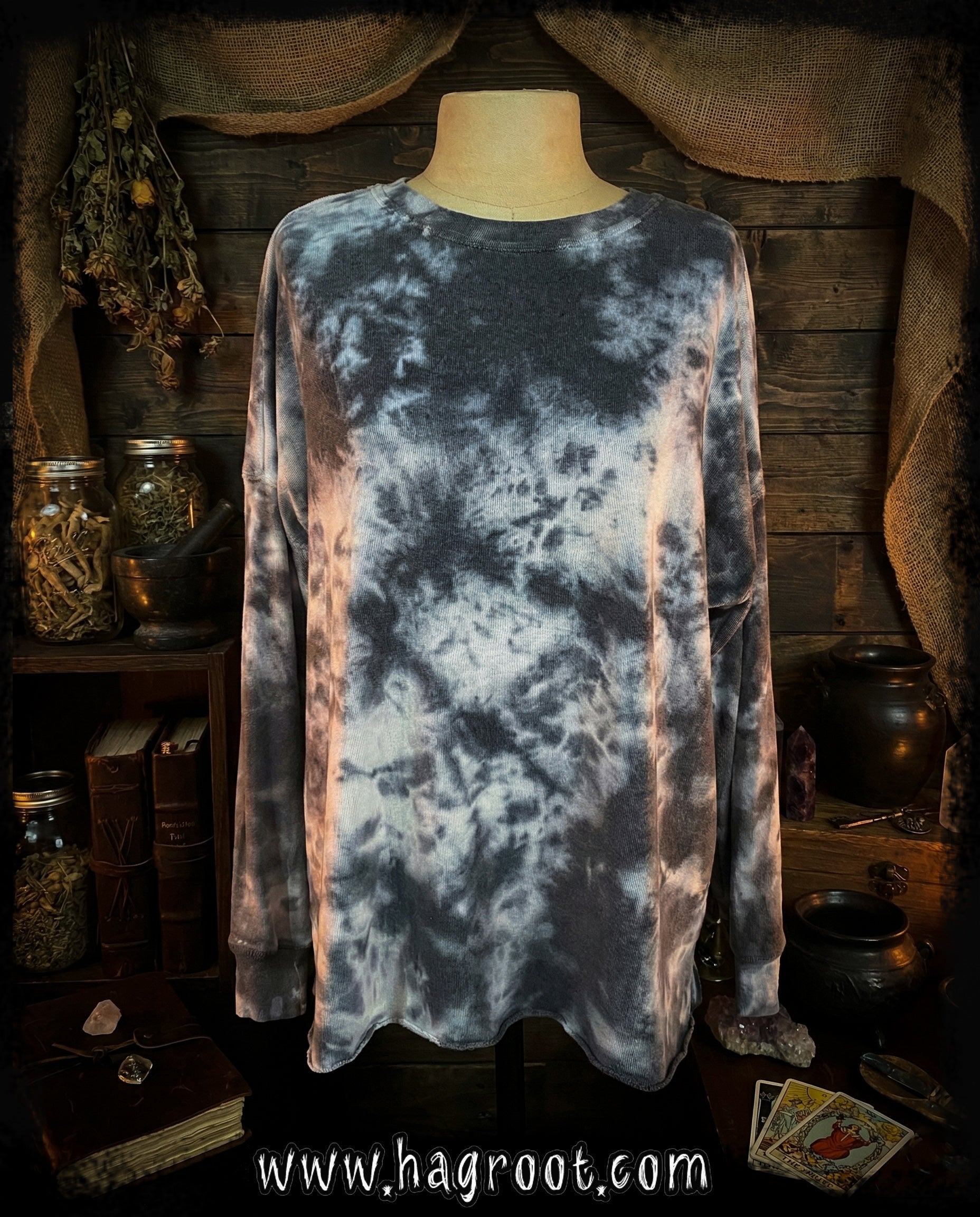 Blue + White Tie Dye Sweatshirt - Size Medium