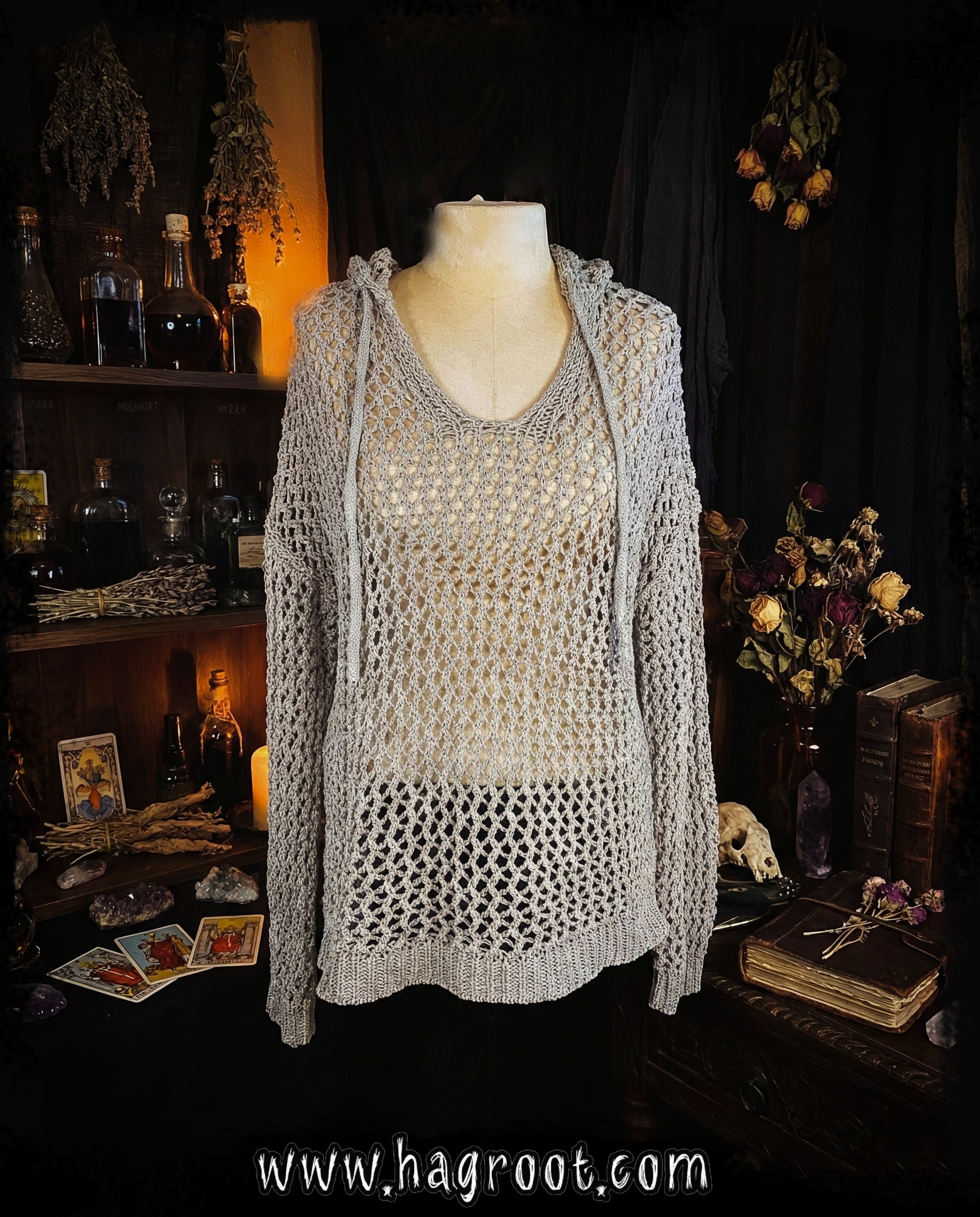Artelier Mesh Sweater with Hood - Size Small