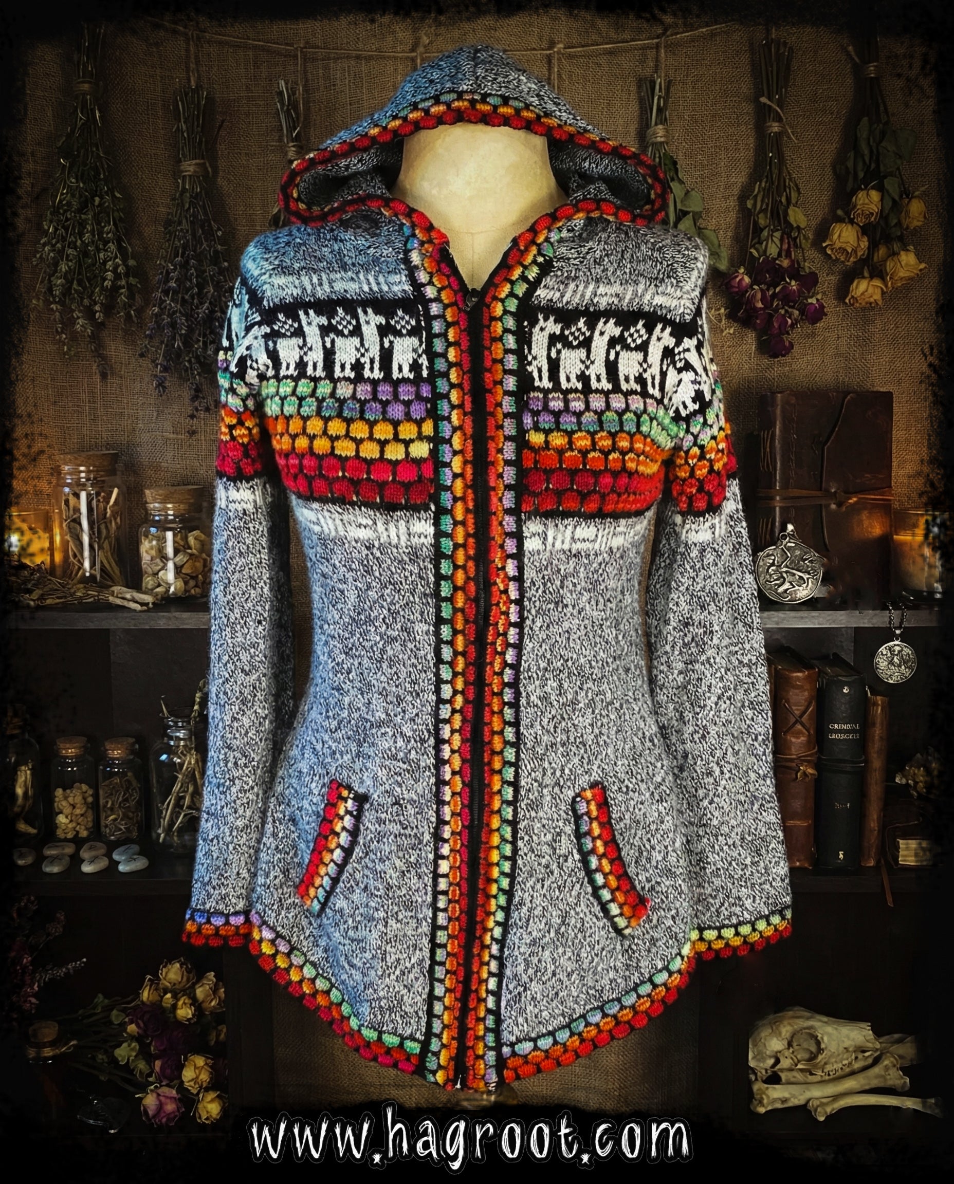 Rainbow Sweater From Peru - Size Small