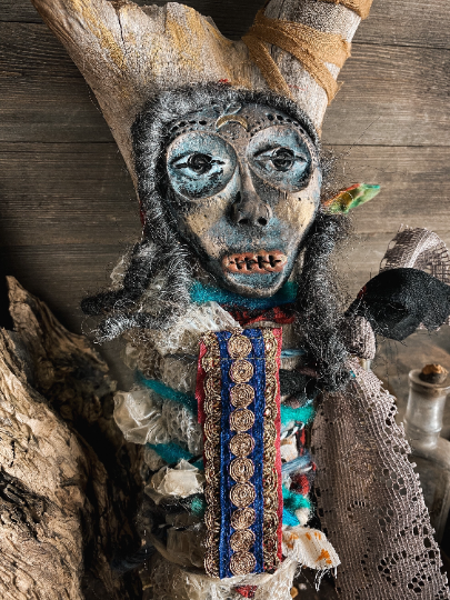 Sacred Medicine Doll for Strengthening Your Intuition - Spirit Doll - Wise Woman, Conjure, Rootwork, Juju, Altered Art Doll