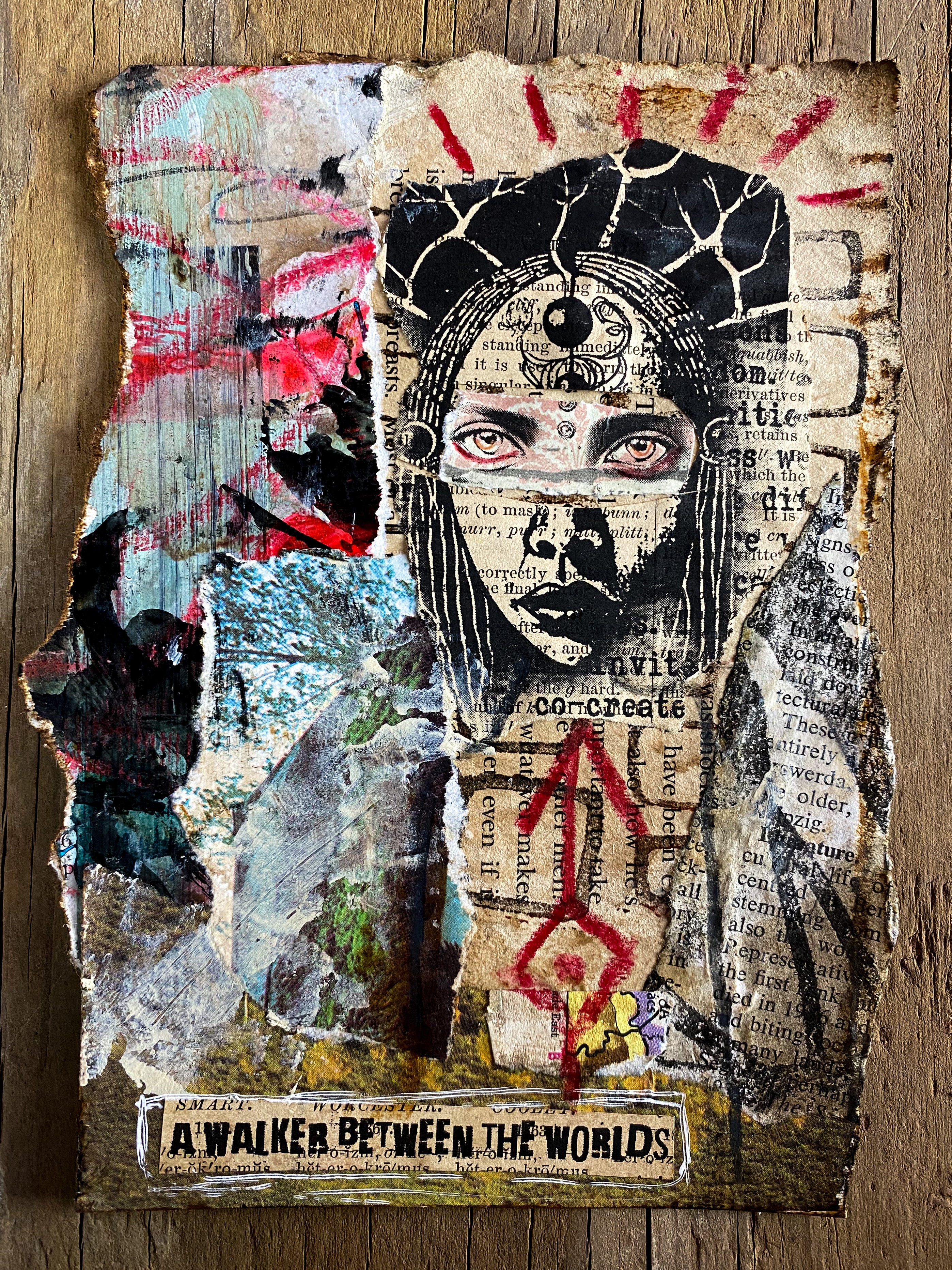 Between the Worlds - Original Mixed Media Collage