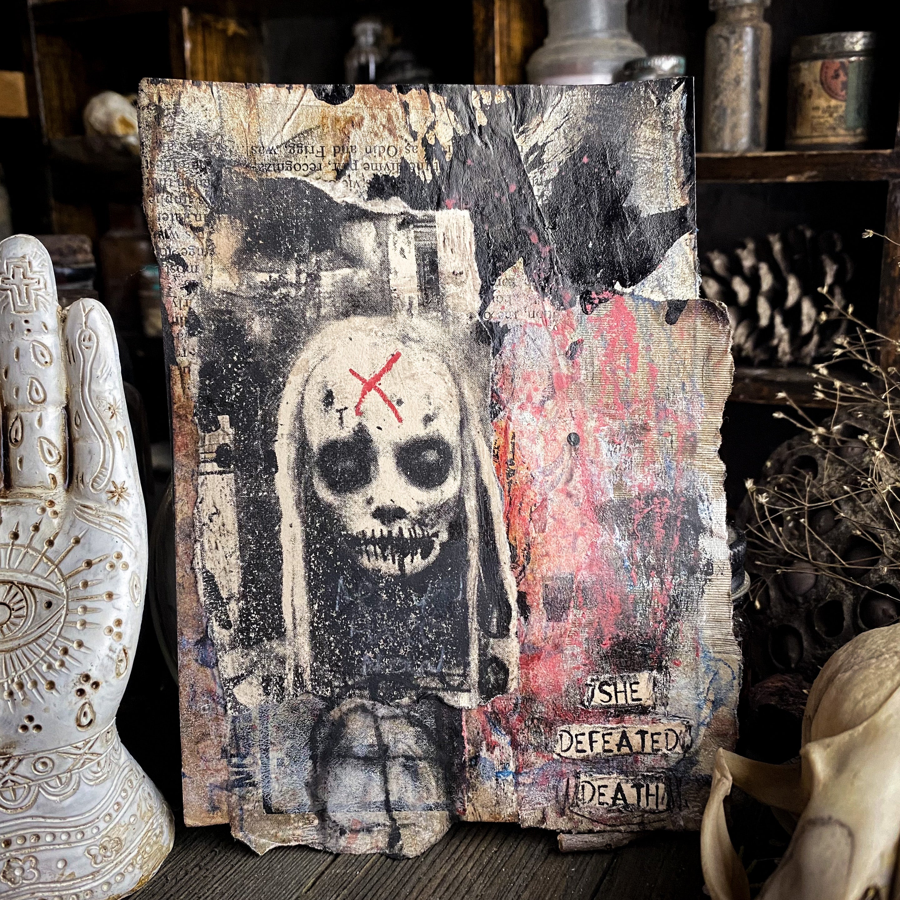 She Defeated Death - Original Mixed Media Collage