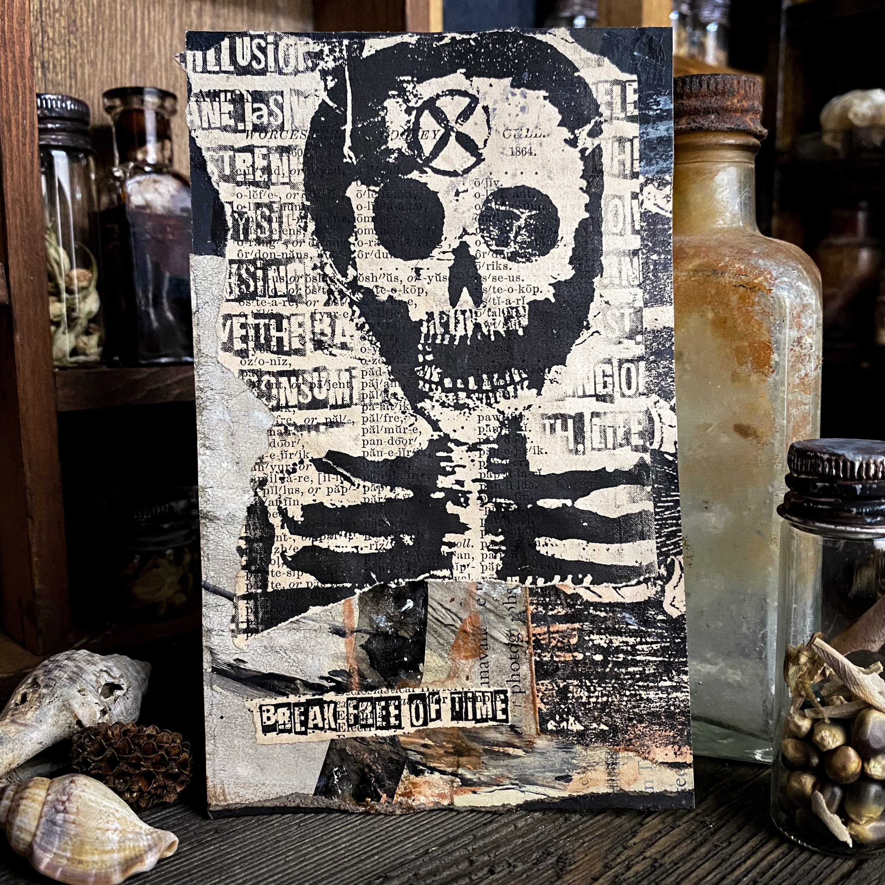 Break Free of Time - Original Mixed Media Collage