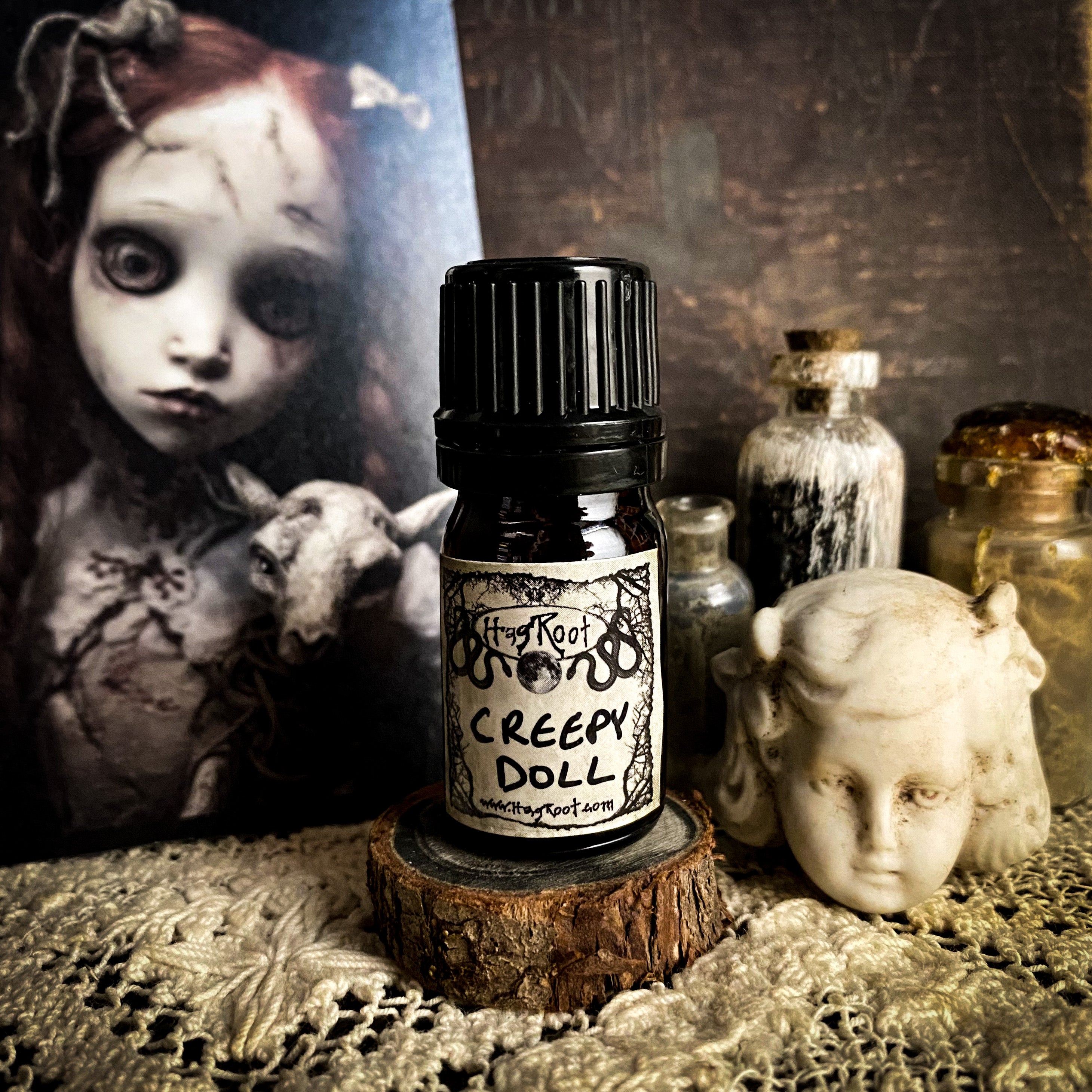 CREEPY DOLL-(Spun Sugar, Vanilla, Cardamom, Vetiver, Cedar, Frankincense)-Perfume, Cologne, Anointing, Ritual Oil