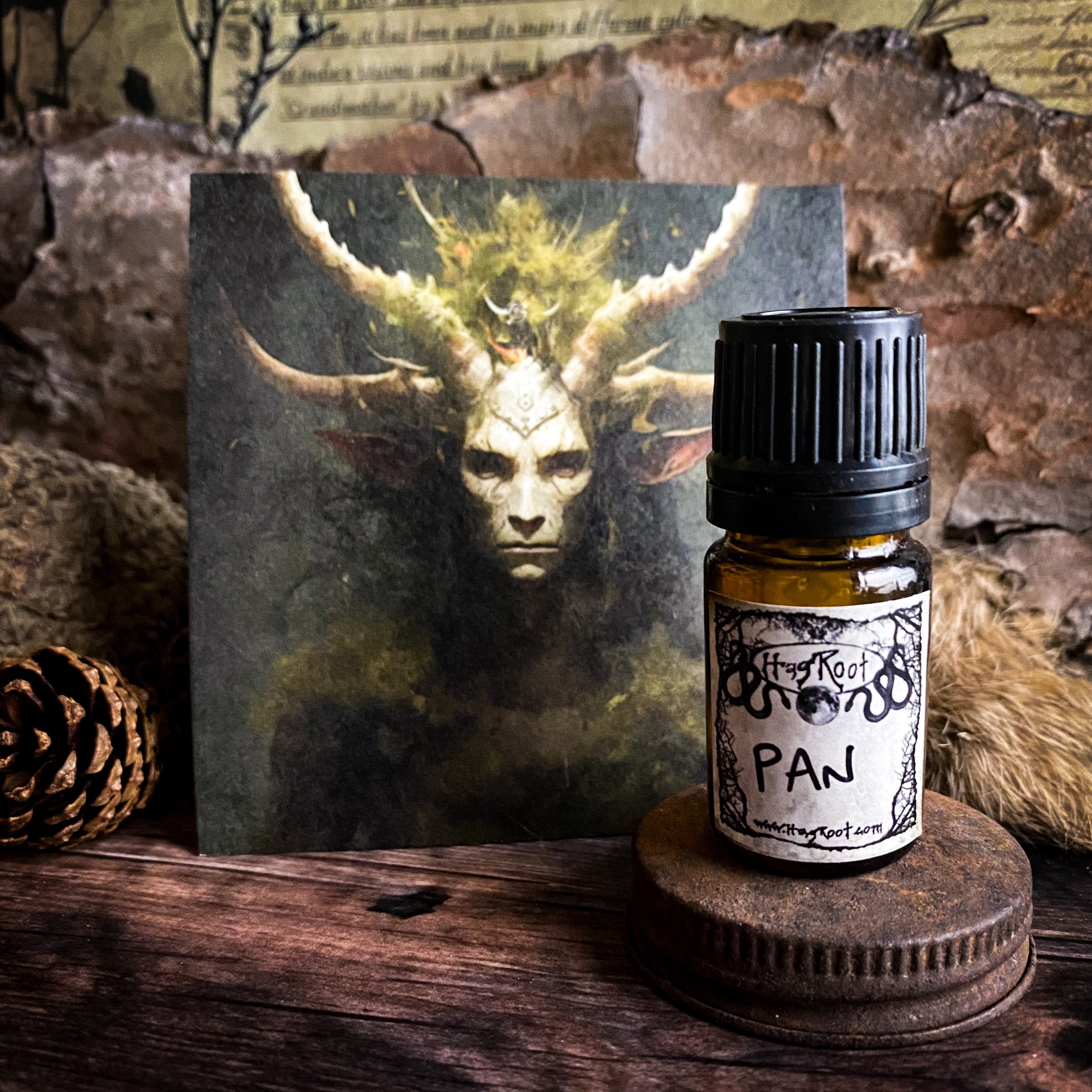 PAN-(Pine, Cedar, Patchouli, Oakmoss, Bourbon, Bay Leaves, Musk)-Perfume, Cologne, Anointing, Ritual Oil