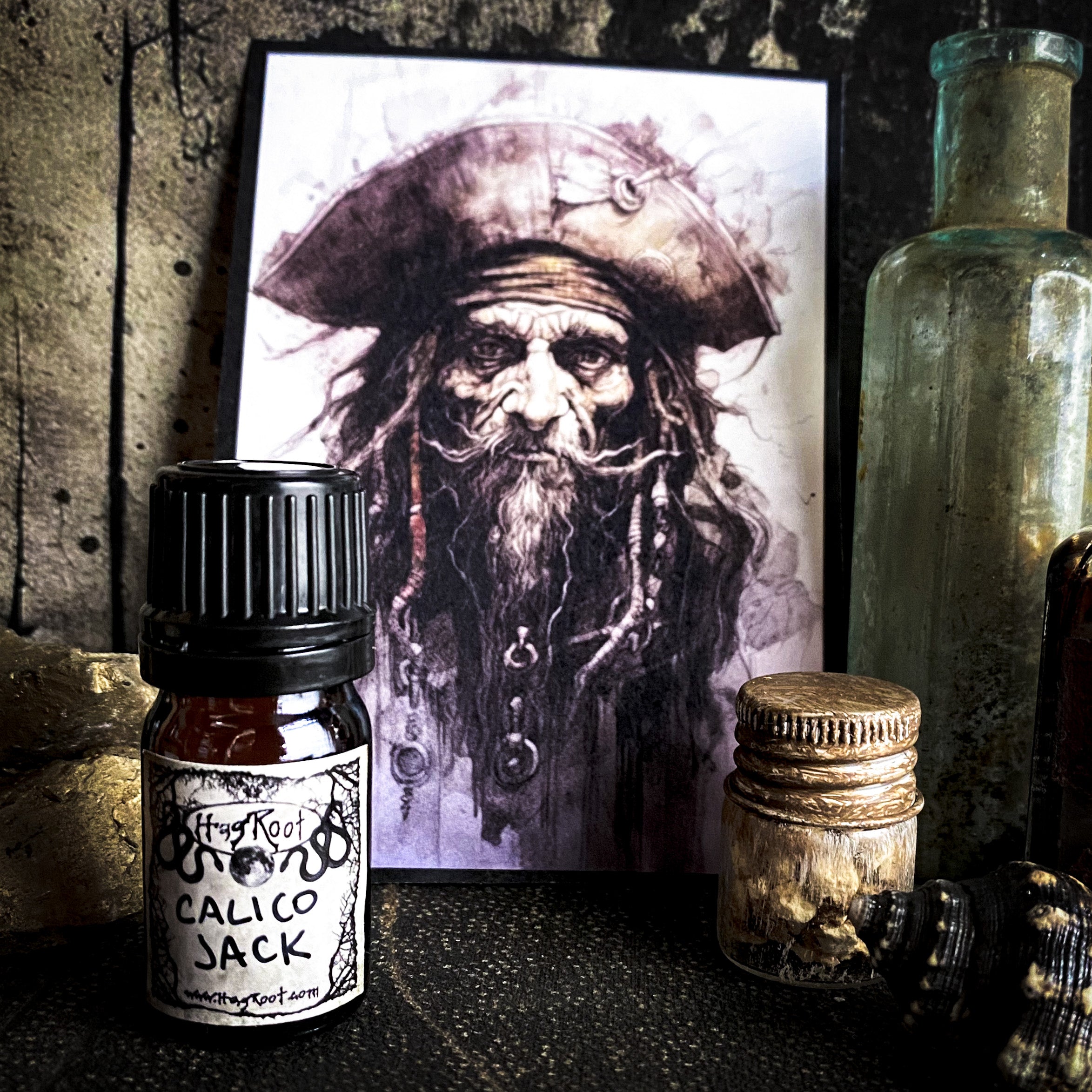 CALICO JACK-(Rum, Leather, Salty Sea Air, Oakmoss, Cypress, Bay Leaves)-Cologne, Perfume, Anointing, Ritual Oil