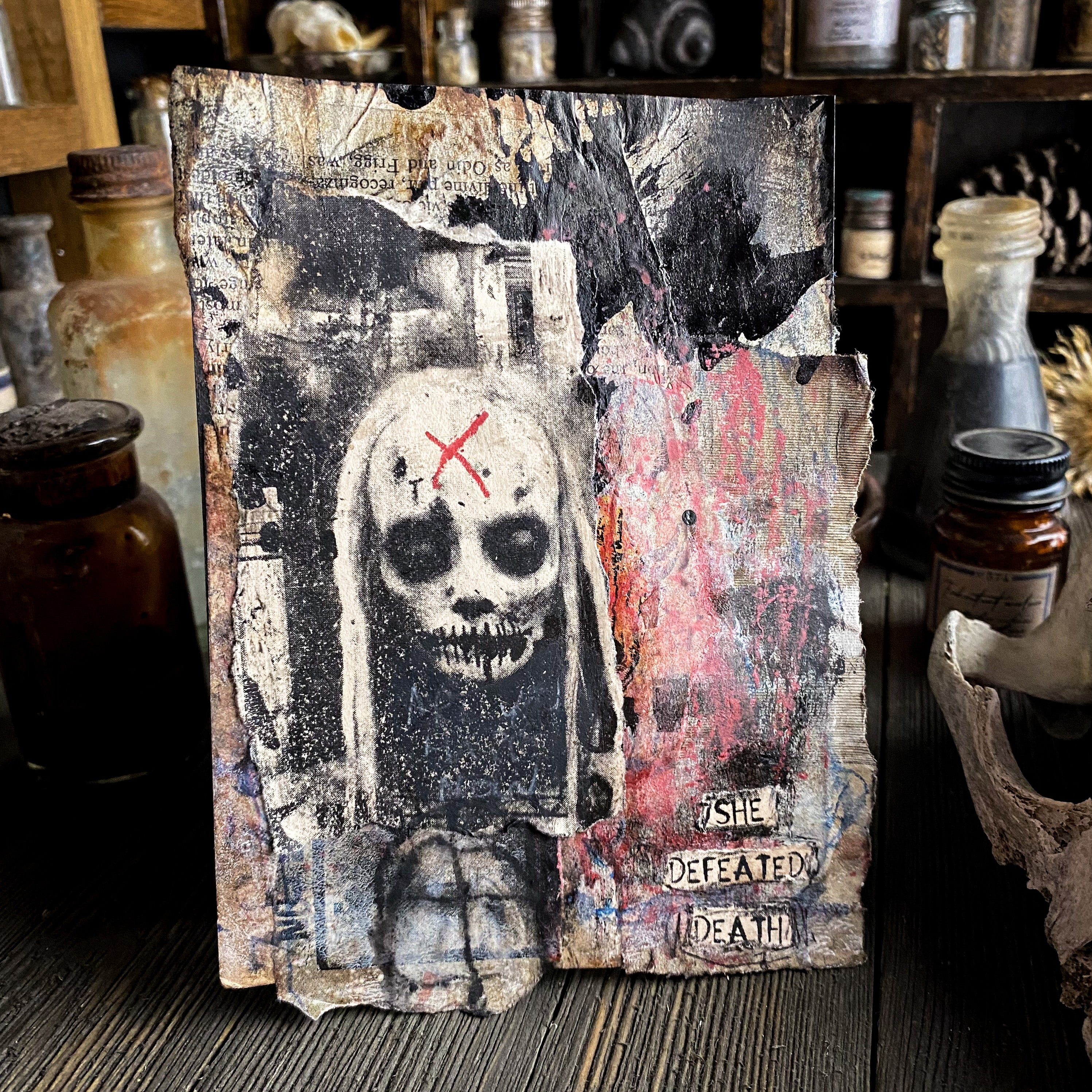 She Defeated Death - Original Mixed Media Collage