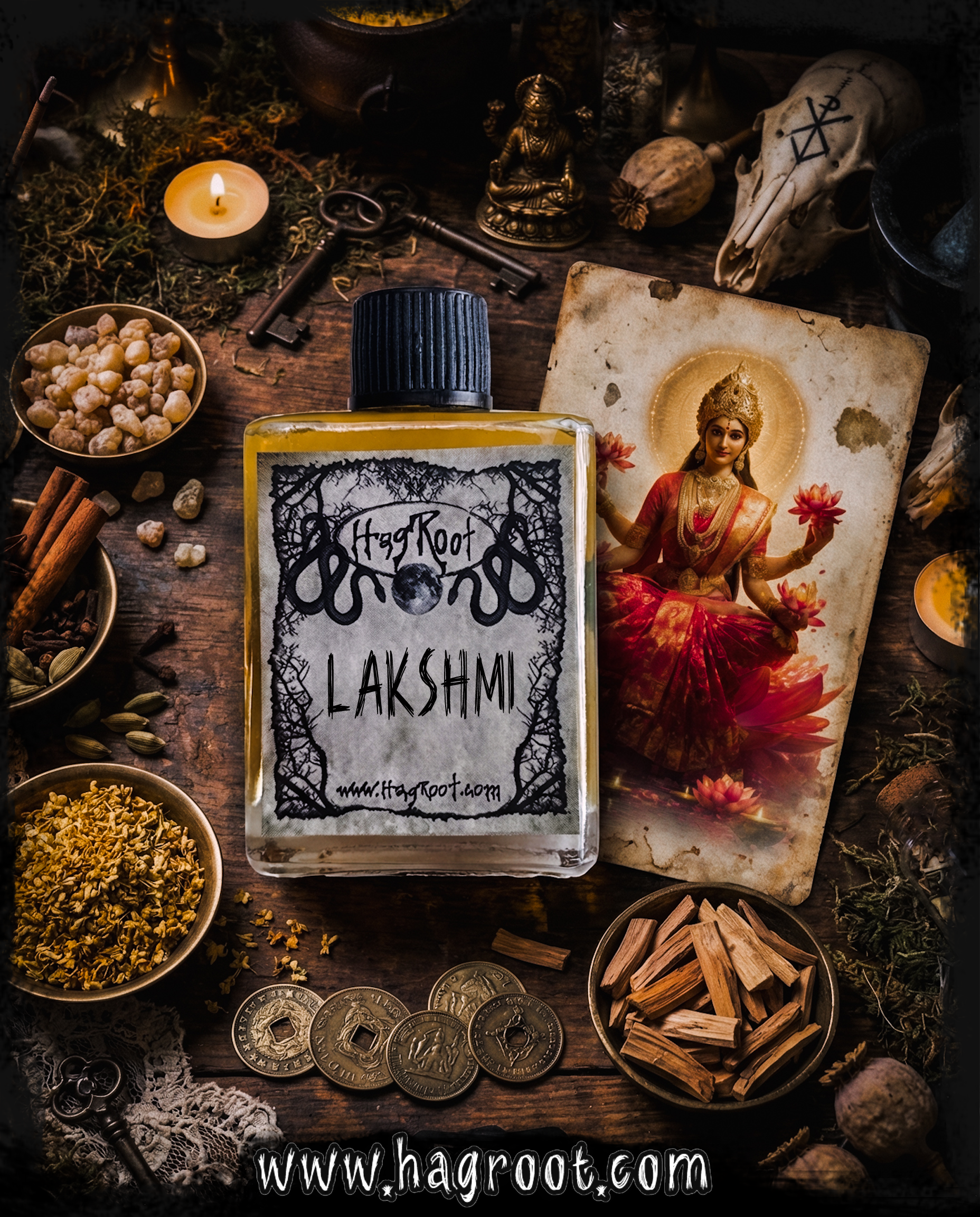 LAKSHMI-(Nag Champa, Frankincense Tears, Indian Spices, Osmanthus Blossoms, Sandalwood)-Perfume, Cologne, Anointing, Ritual Oil