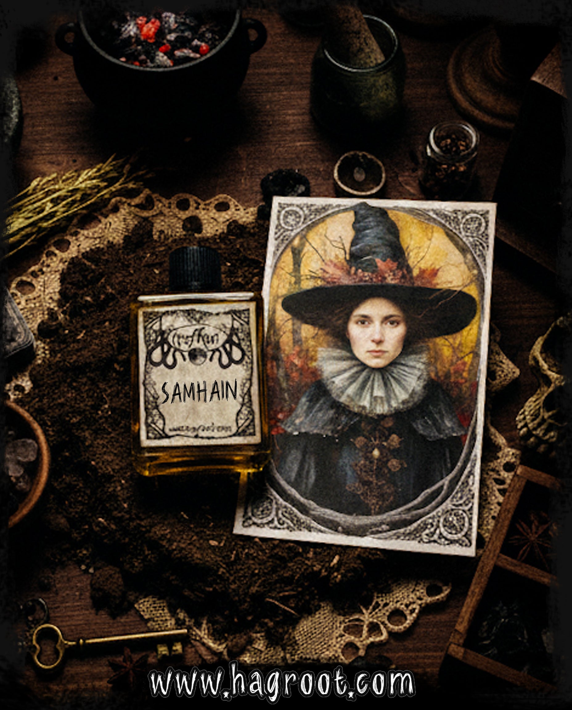 SAMHAIN-(Pumpkin, Smoked Woods, Spun Sugar, Dark Cocoa, Fallen Leaves, Leather Bound Books)-Perfume, Cologne, Anointing, Ritual Oil