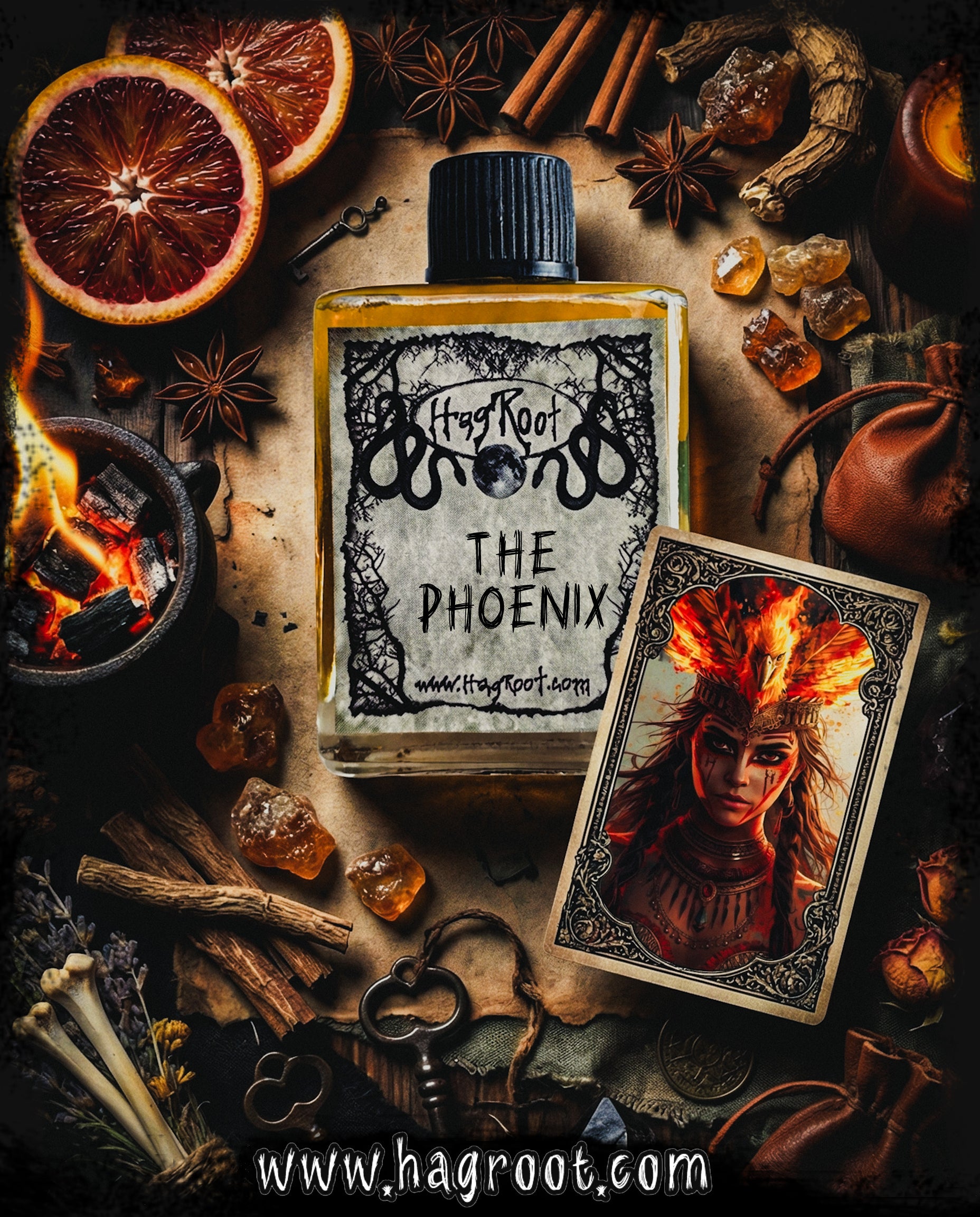 THE PHOENIX-(Blood Oranges, Golden Amber, Fiery Embers, Warm Spices)-Perfume, Cologne, Anointing, Ritual Oil